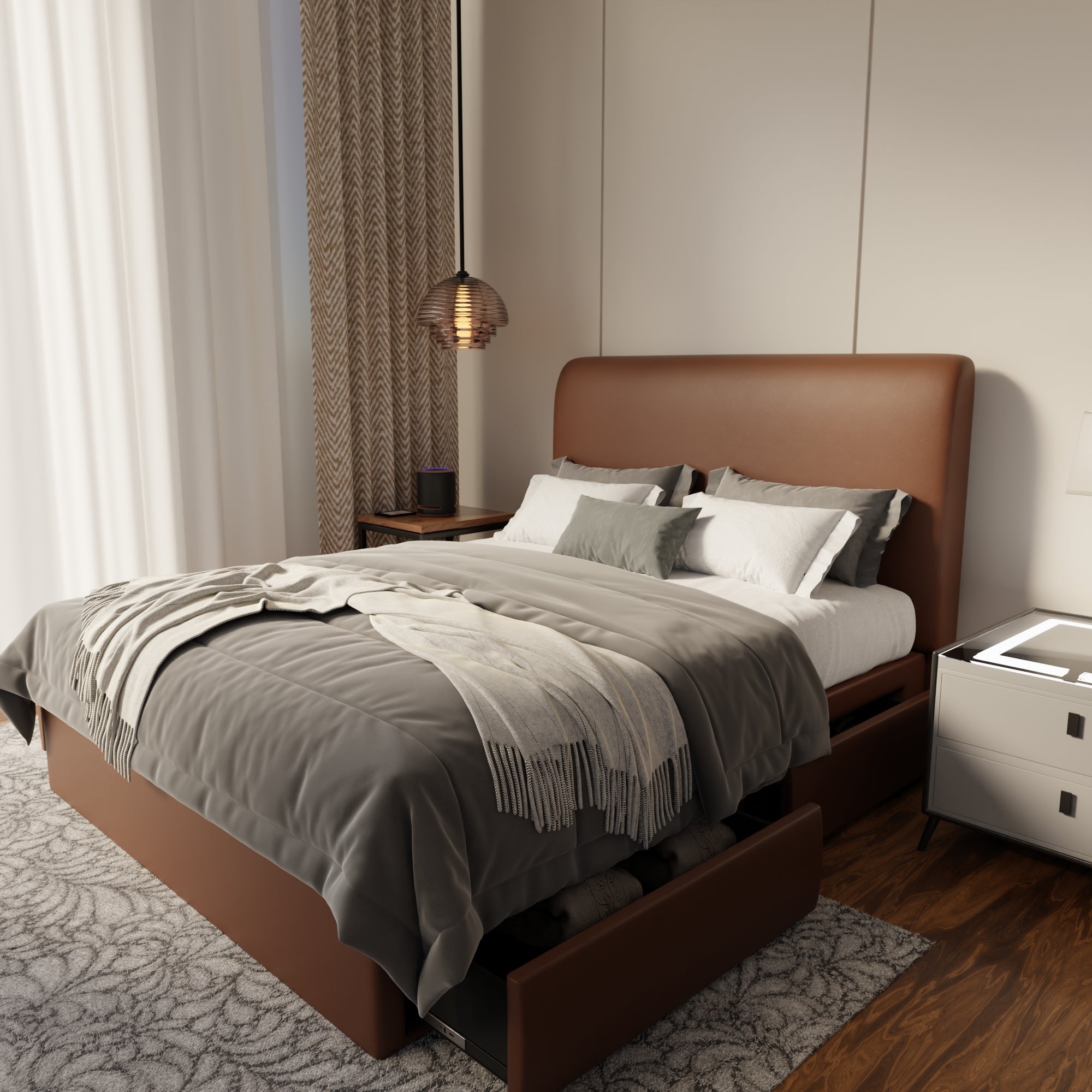 Vintaro Fabric Drawer Bed Frame (Water Repellent & Pet friendly) by Somnuz