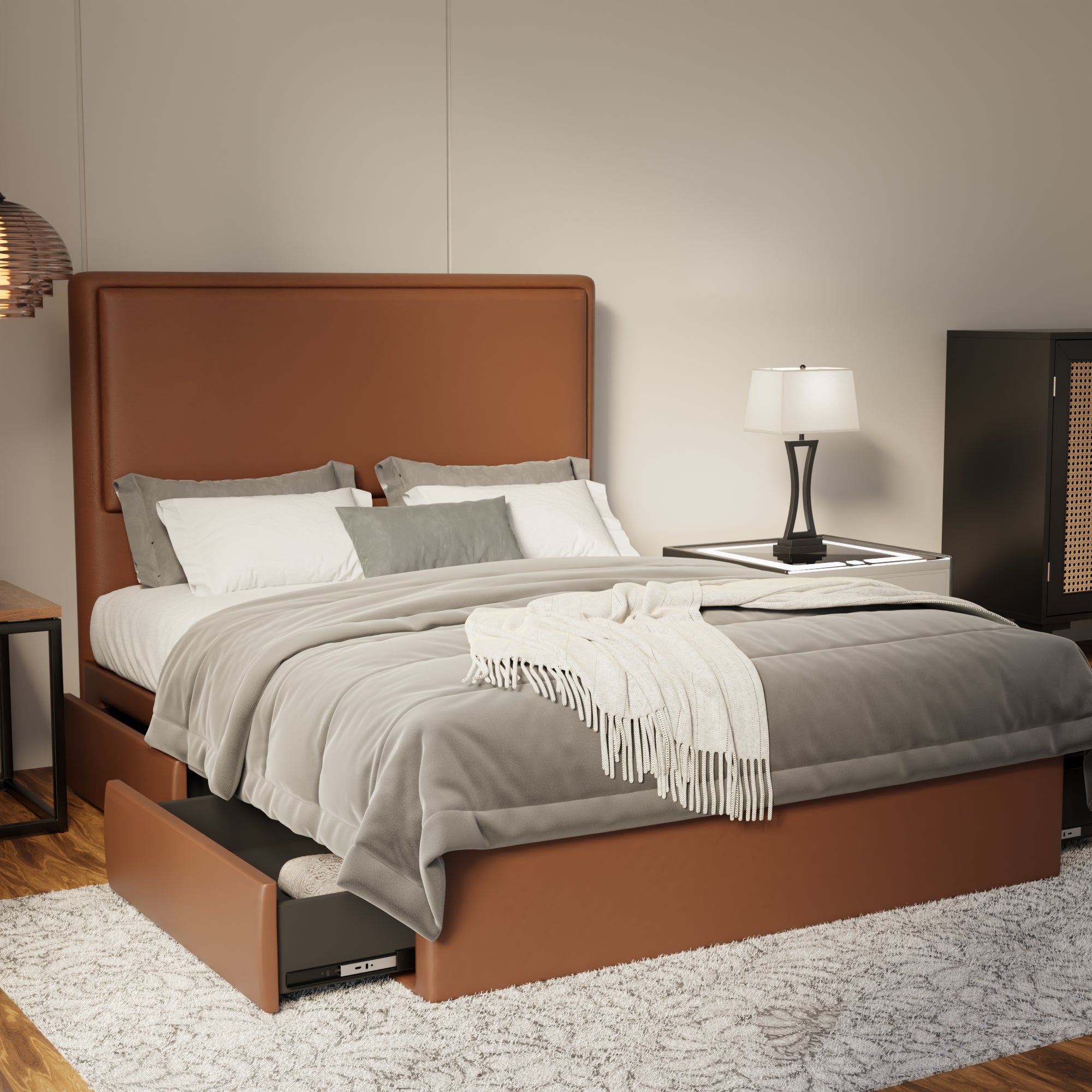Shiro Faux Leather Drawer Bed Frame (Pet Friendly)