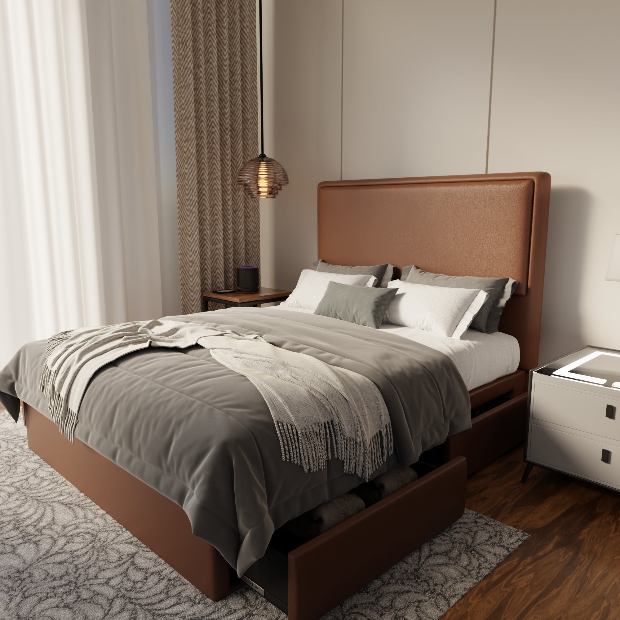 Shiro Faux Leather Drawer Bed Frame (Pet Friendly)