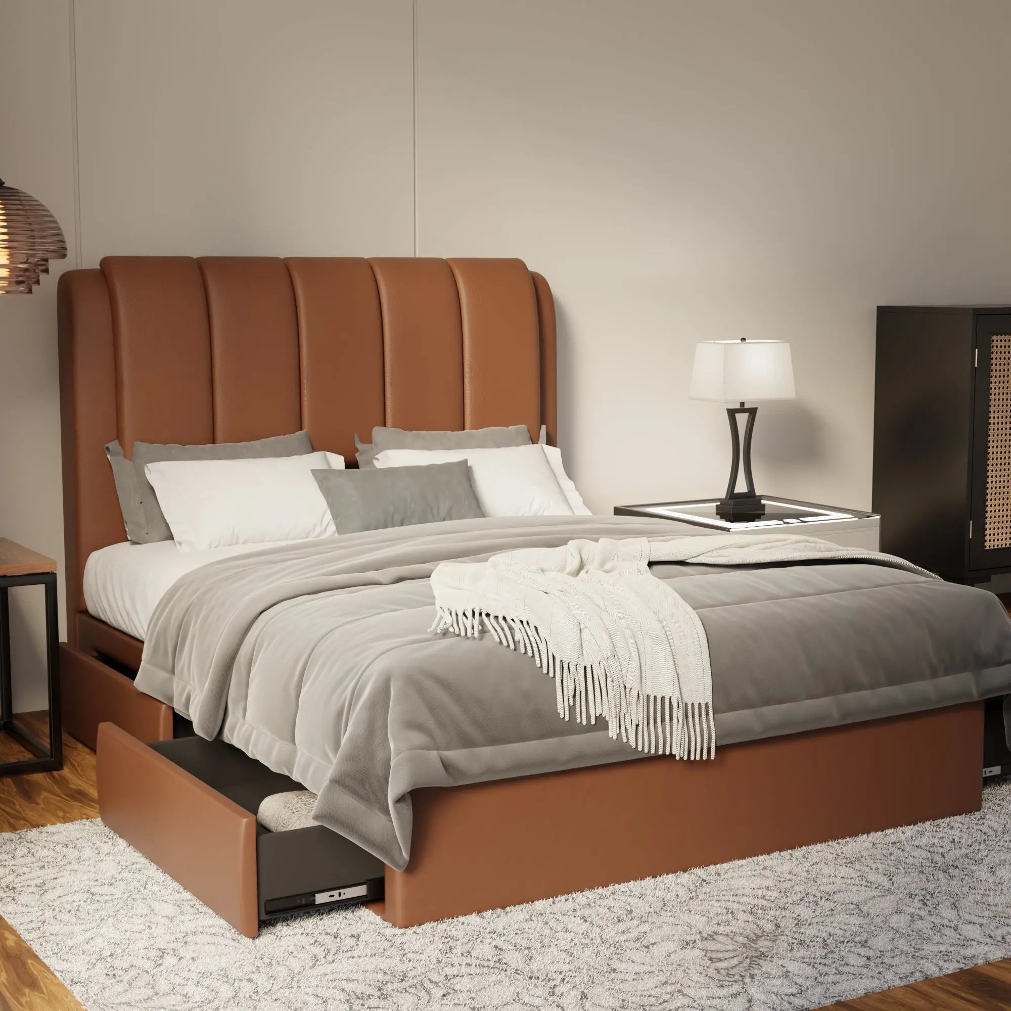 Asteron Faux Leather Drawer Bed Frame (Pet Friendly) by Somnuz KH