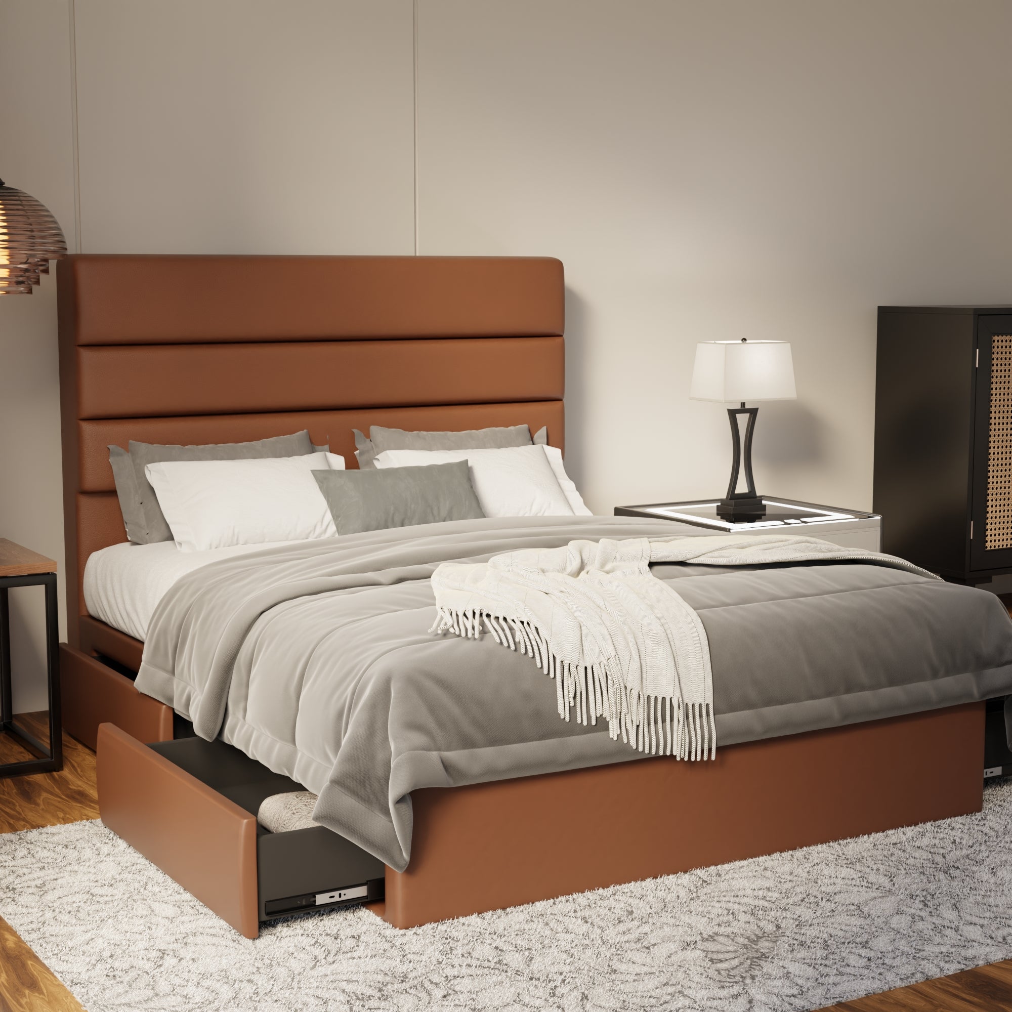 Corlune Faux Leather Drawer Bed Frame (Pet Friendly)