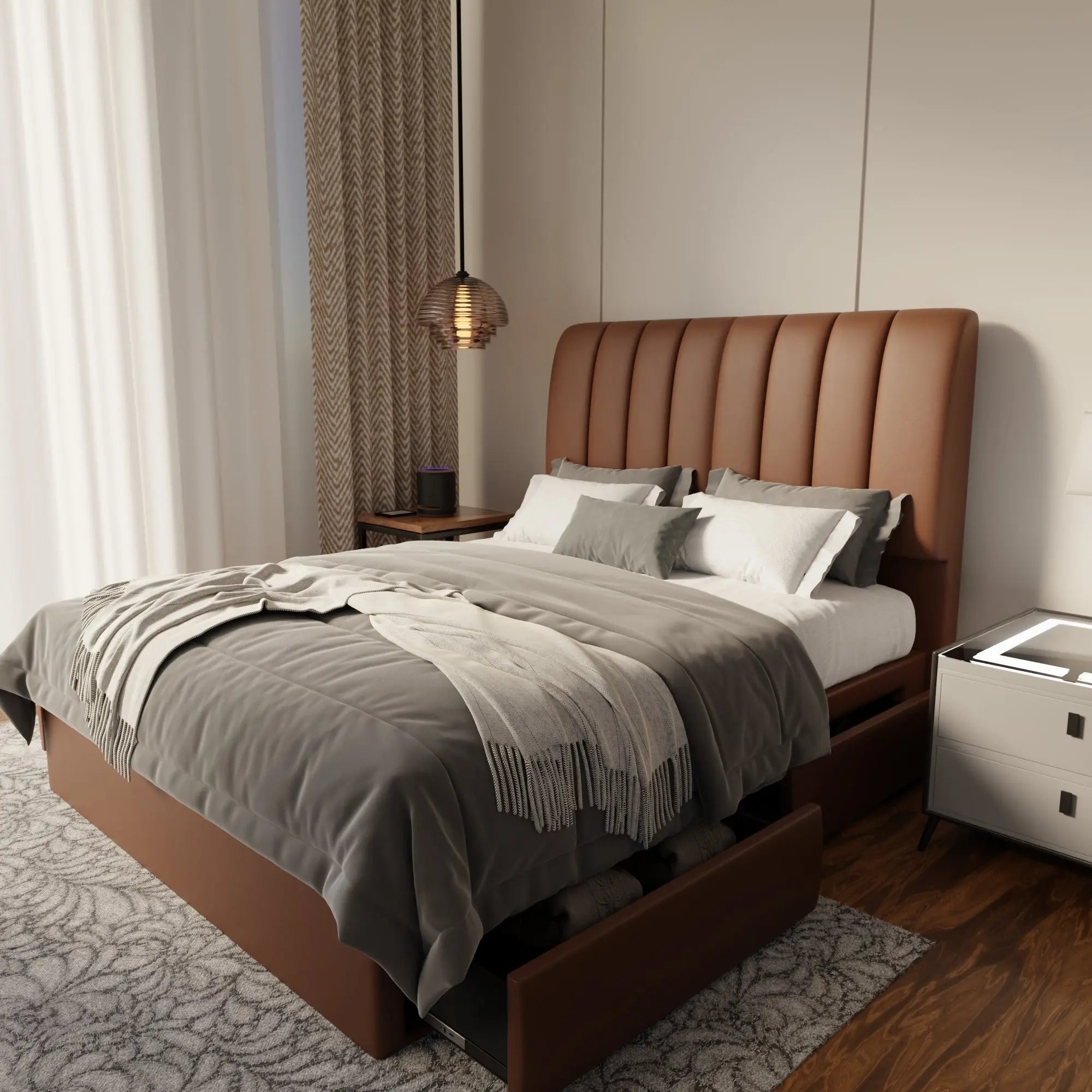 Trevino Faux Leather Drawer Bed Frame (Pet Friendly) by Somnuz KH