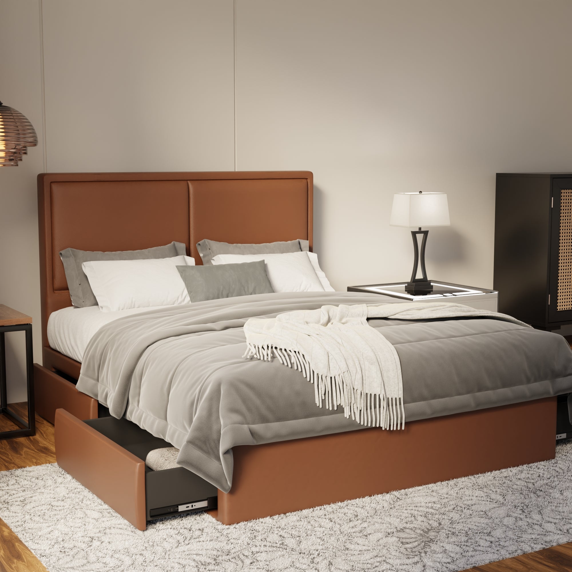 Bravelle Faux Leather Drawer Bed Frame (Pet Friendly)