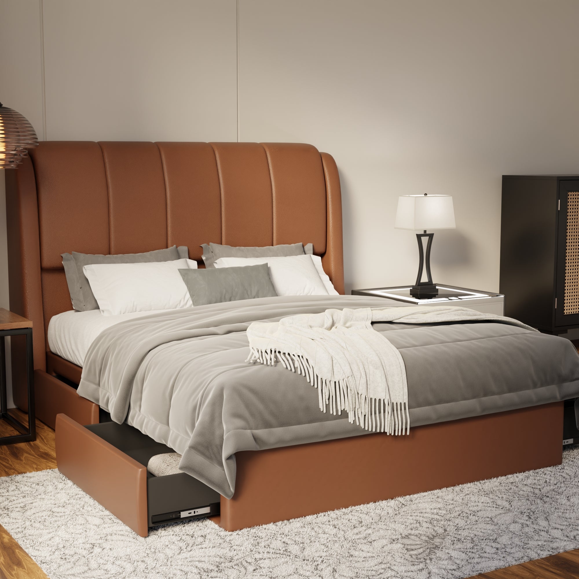 Brinley Faux Leather Drawer Bed Frame (Pet Friendly)