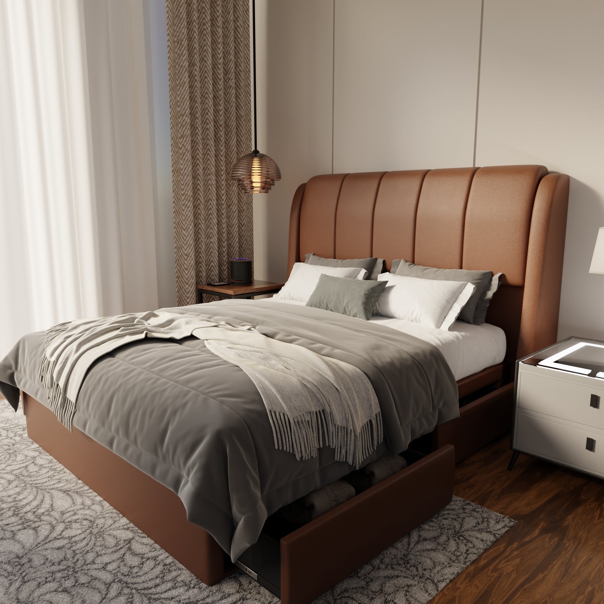 Brinley Faux Leather Drawer Bed Frame (Pet Friendly)