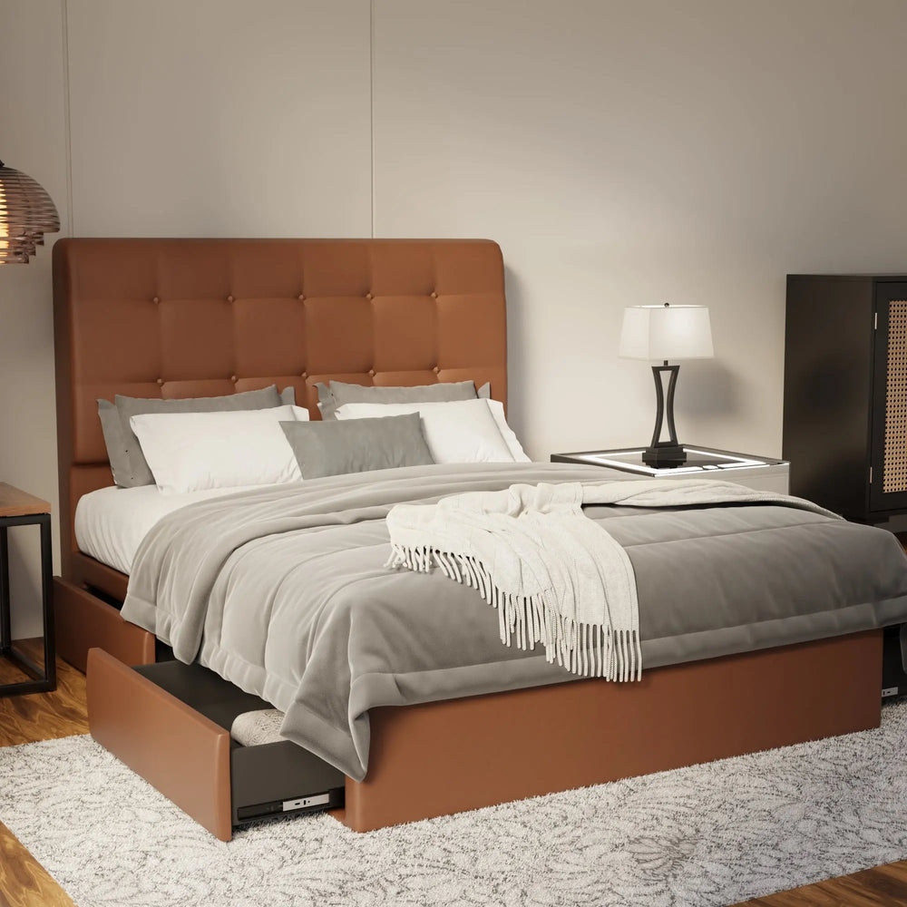 Endora Faux Leather Drawer Bed Frame (Pet Friendly) by Somnuz KH