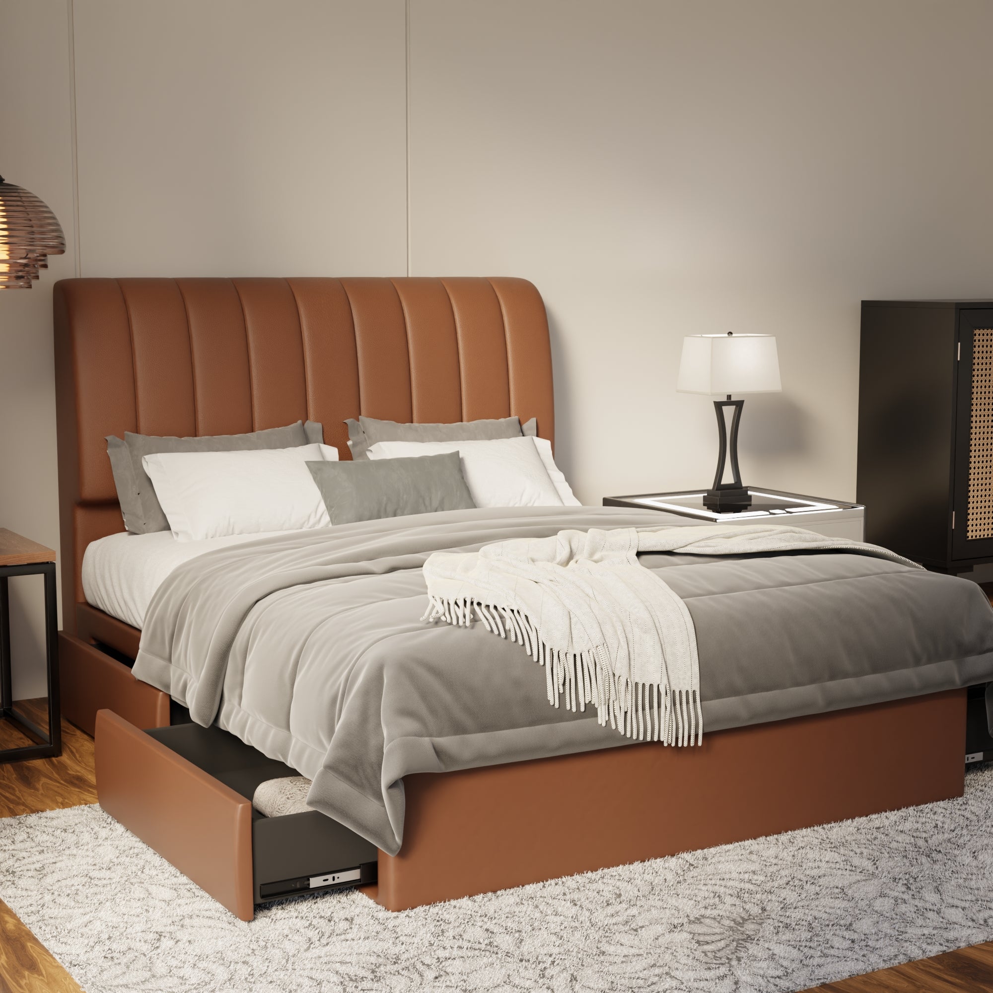 Kuro Faux Leather Drawer Bed Frame (Pet Friendly)