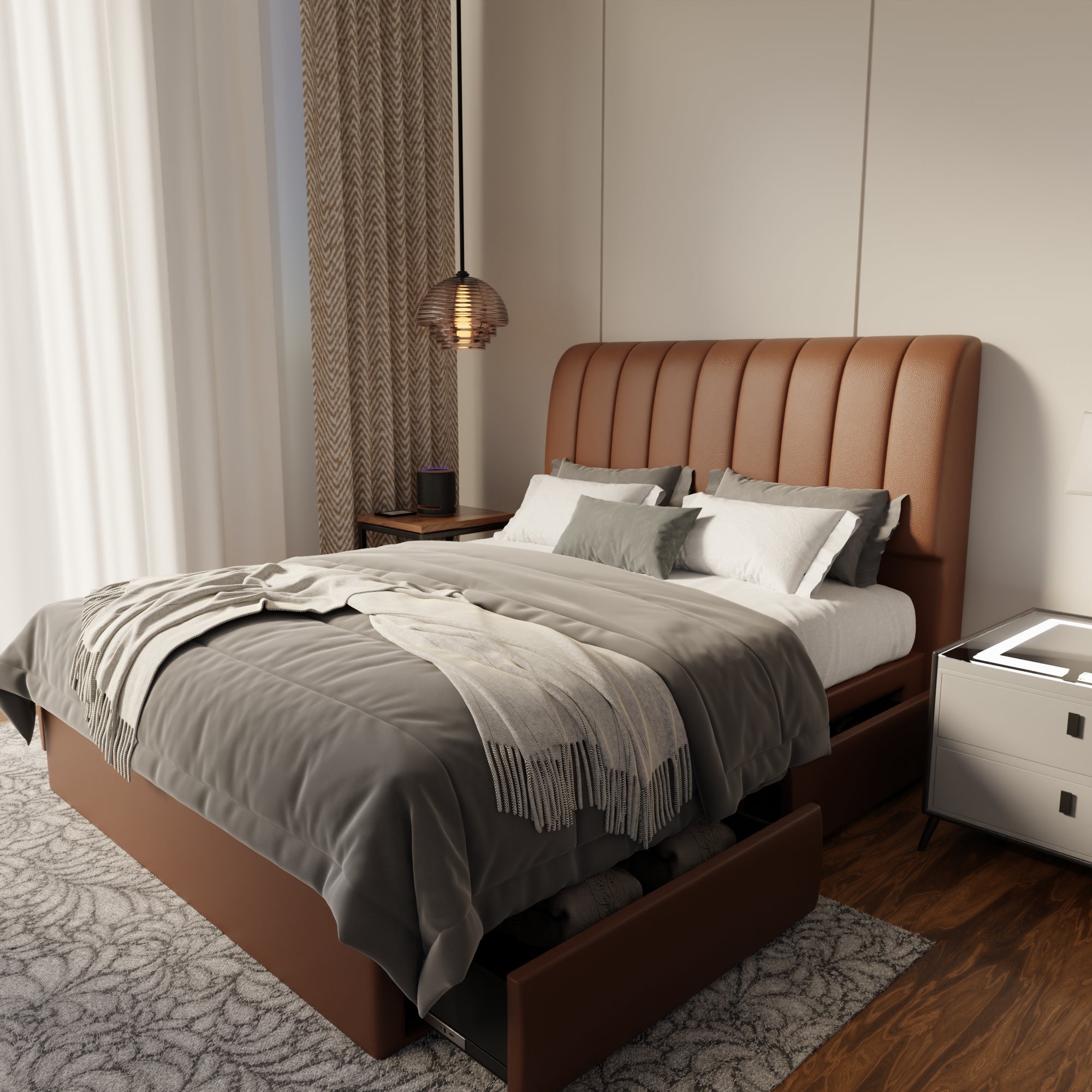 Kuro Faux Leather Drawer Bed Frame (Pet Friendly)