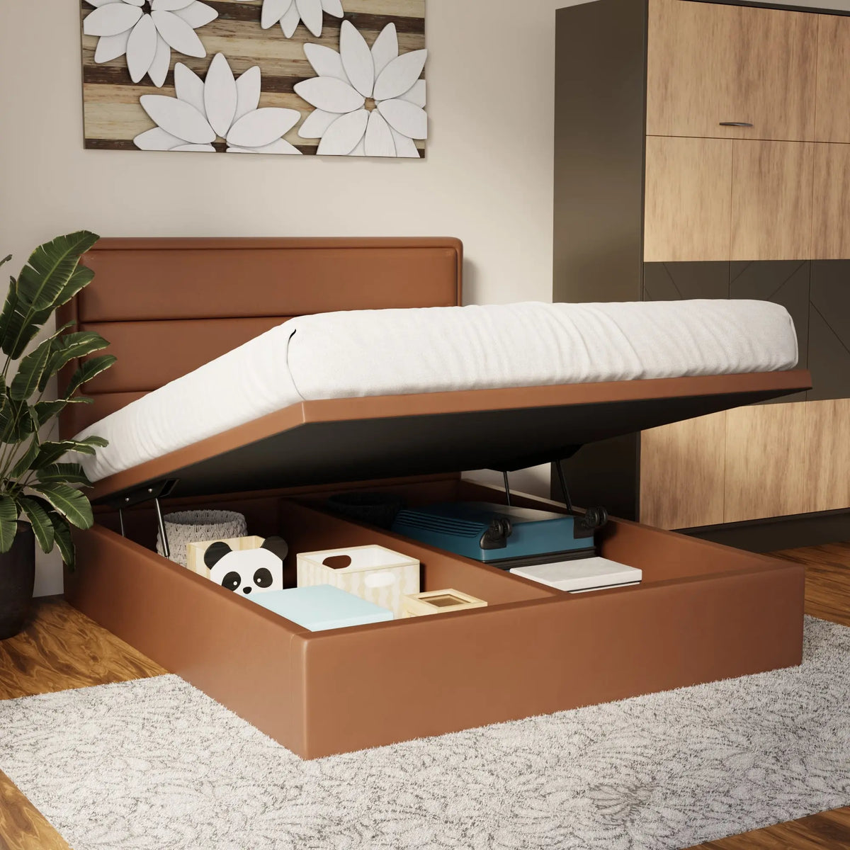 Zorvain Faux Leather Storage Bed Frame (Pet Friendly)