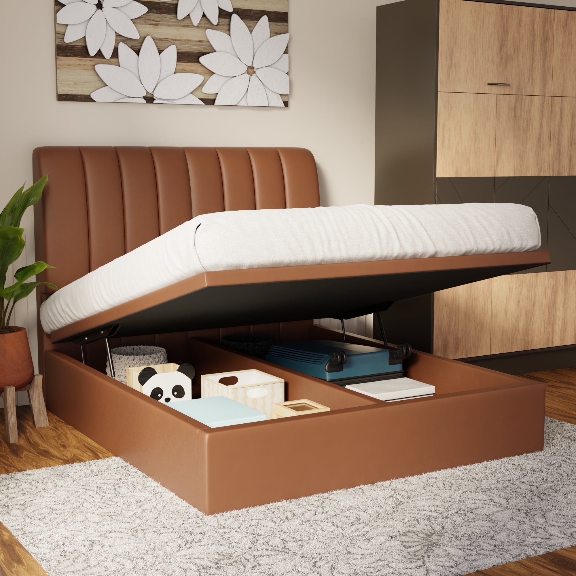 Trevino Faux Leather Storage Bed Frame (Pet Friendly) by Somnuz