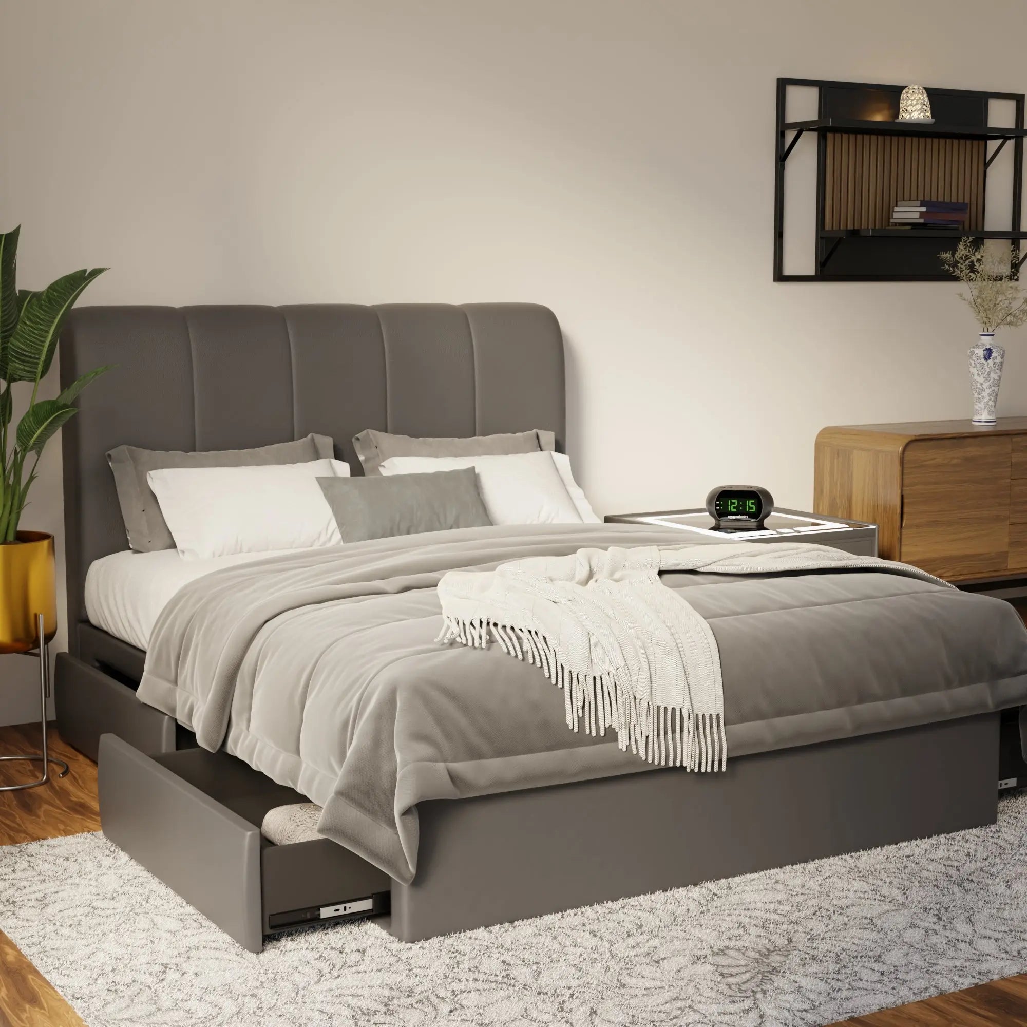 Caldrin Faux Leather Drawer Bed Frame (Pet Friendly) by Somnuz KH