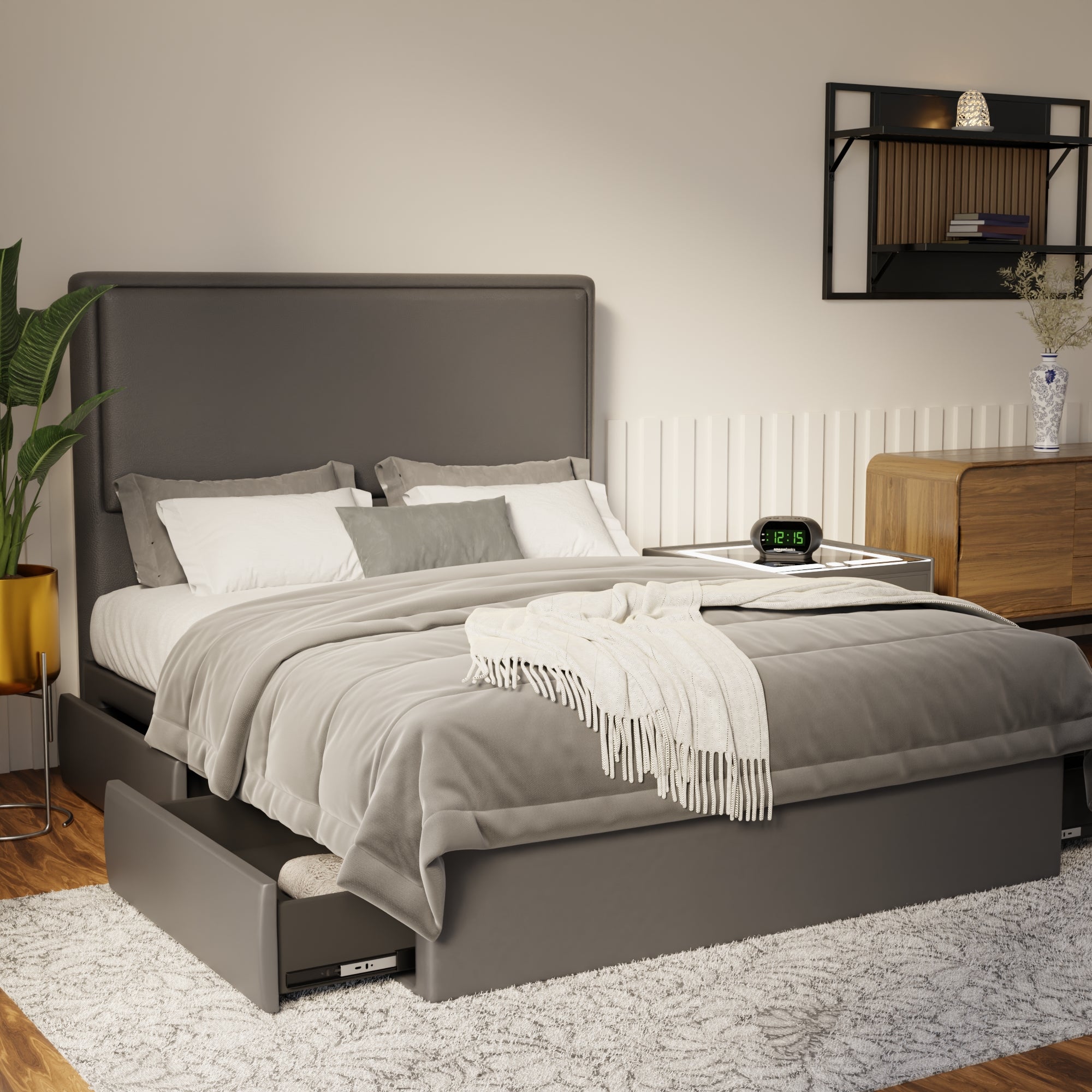 Shiro Faux Leather Drawer Bed Frame (Pet Friendly)