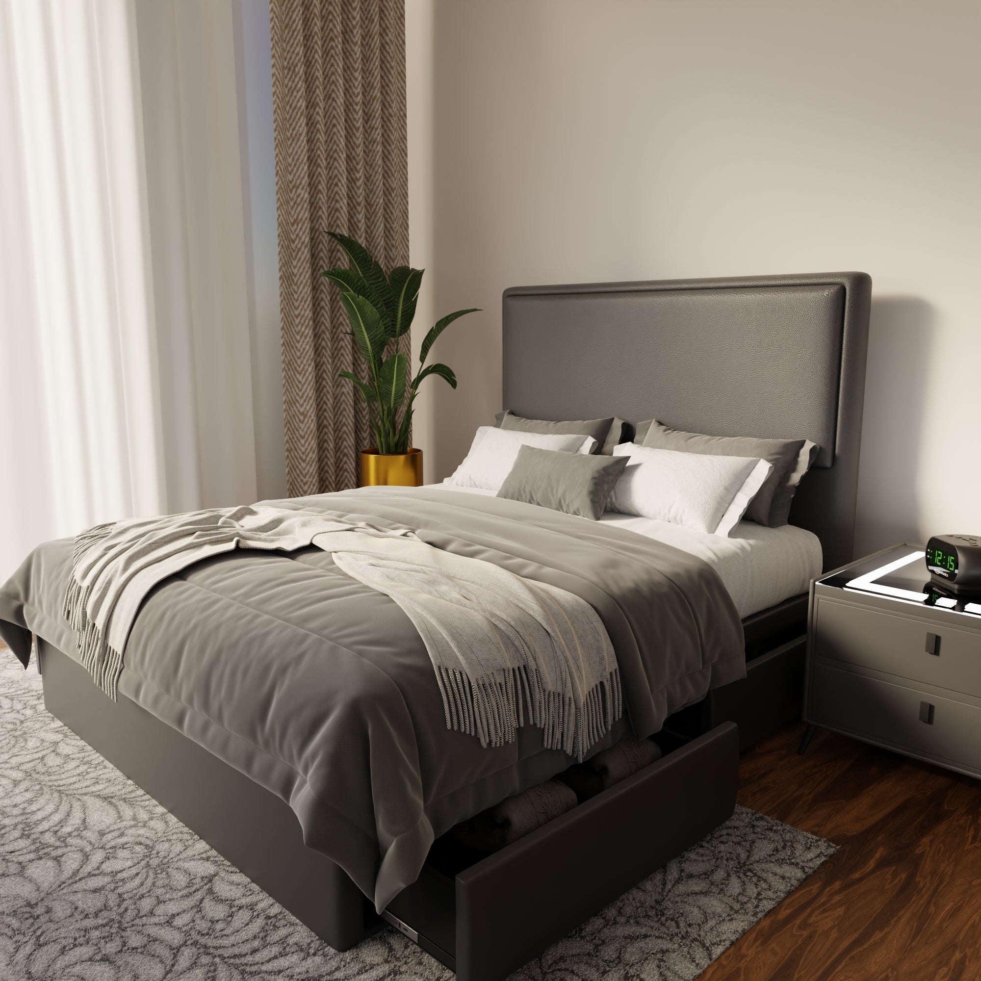 Shiro Faux Leather Drawer Bed Frame (Pet Friendly)