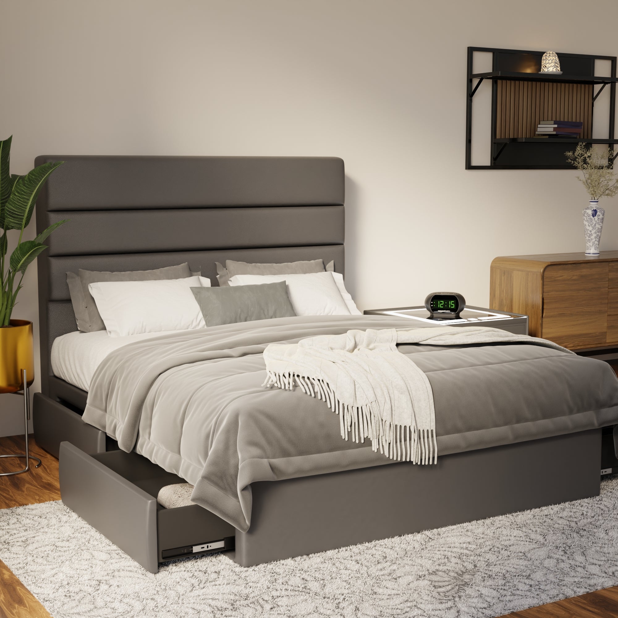 Corlune Faux Leather Drawer Bed Frame (Pet Friendly)