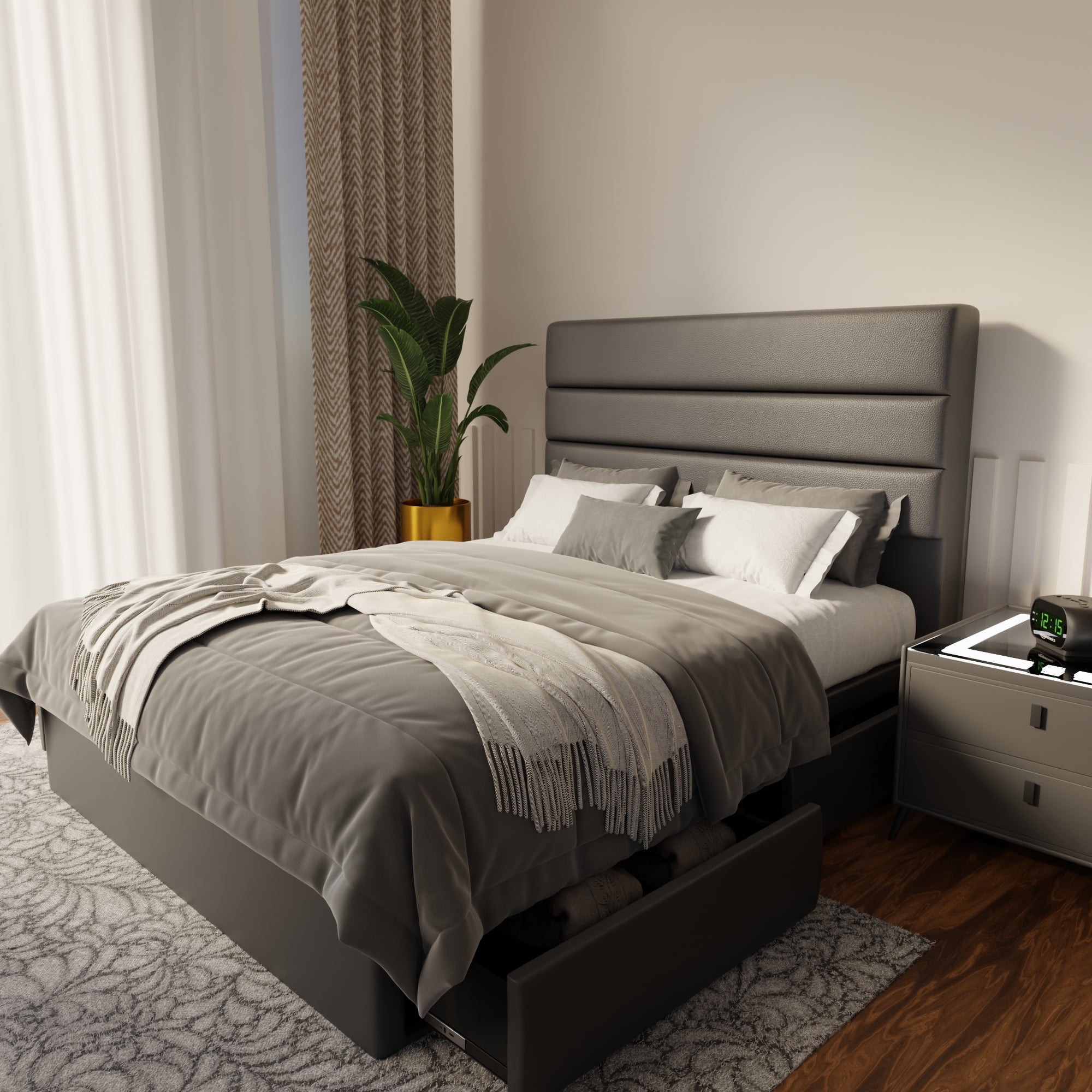 Corlune Faux Leather Drawer Bed Frame (Pet Friendly)