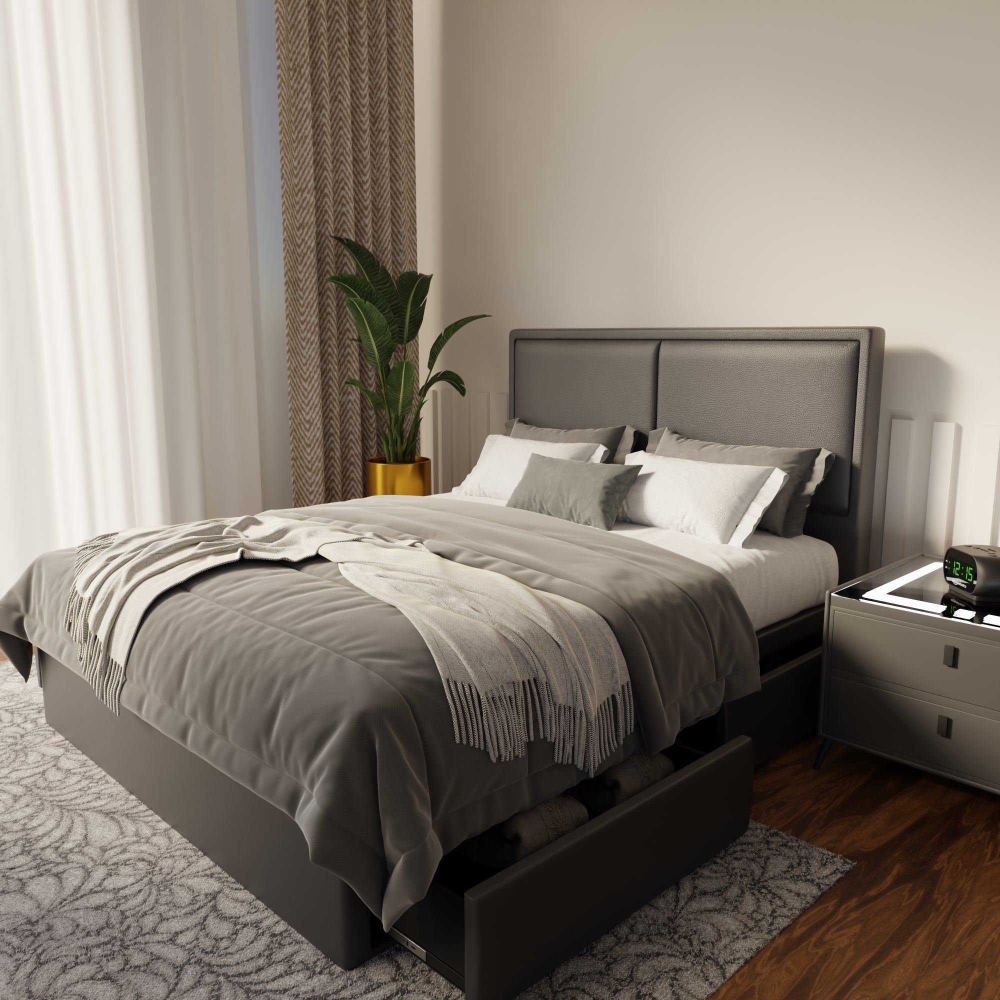Bravelle Faux Leather Drawer Bed Frame (Pet Friendly)