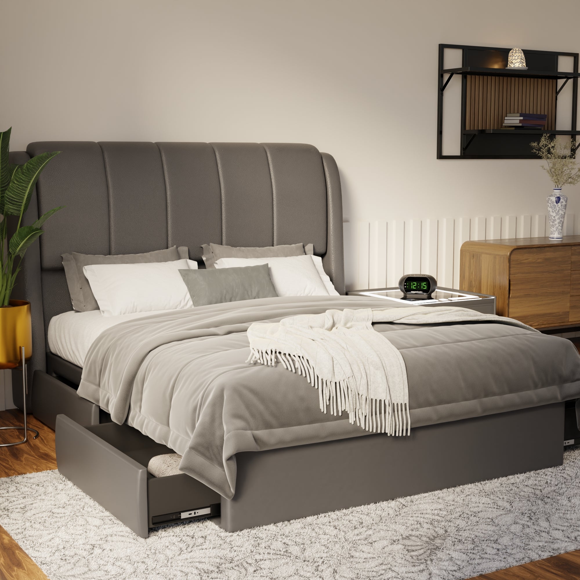 Brinley Faux Leather Drawer Bed Frame (Pet Friendly)