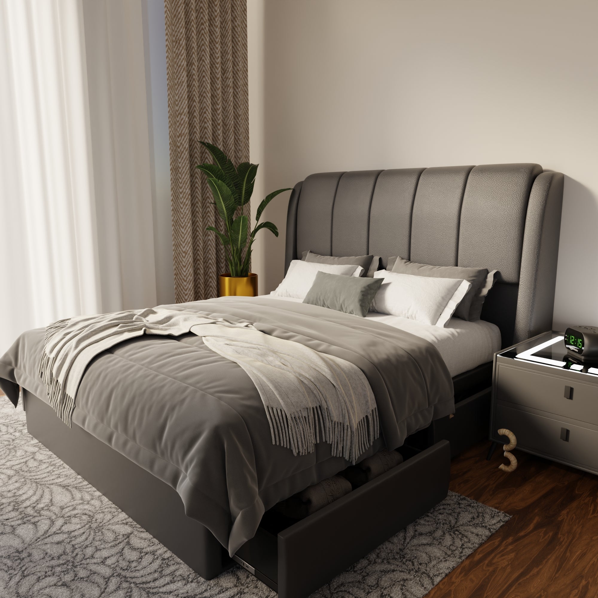 Brinley Faux Leather Drawer Bed Frame (Pet Friendly)