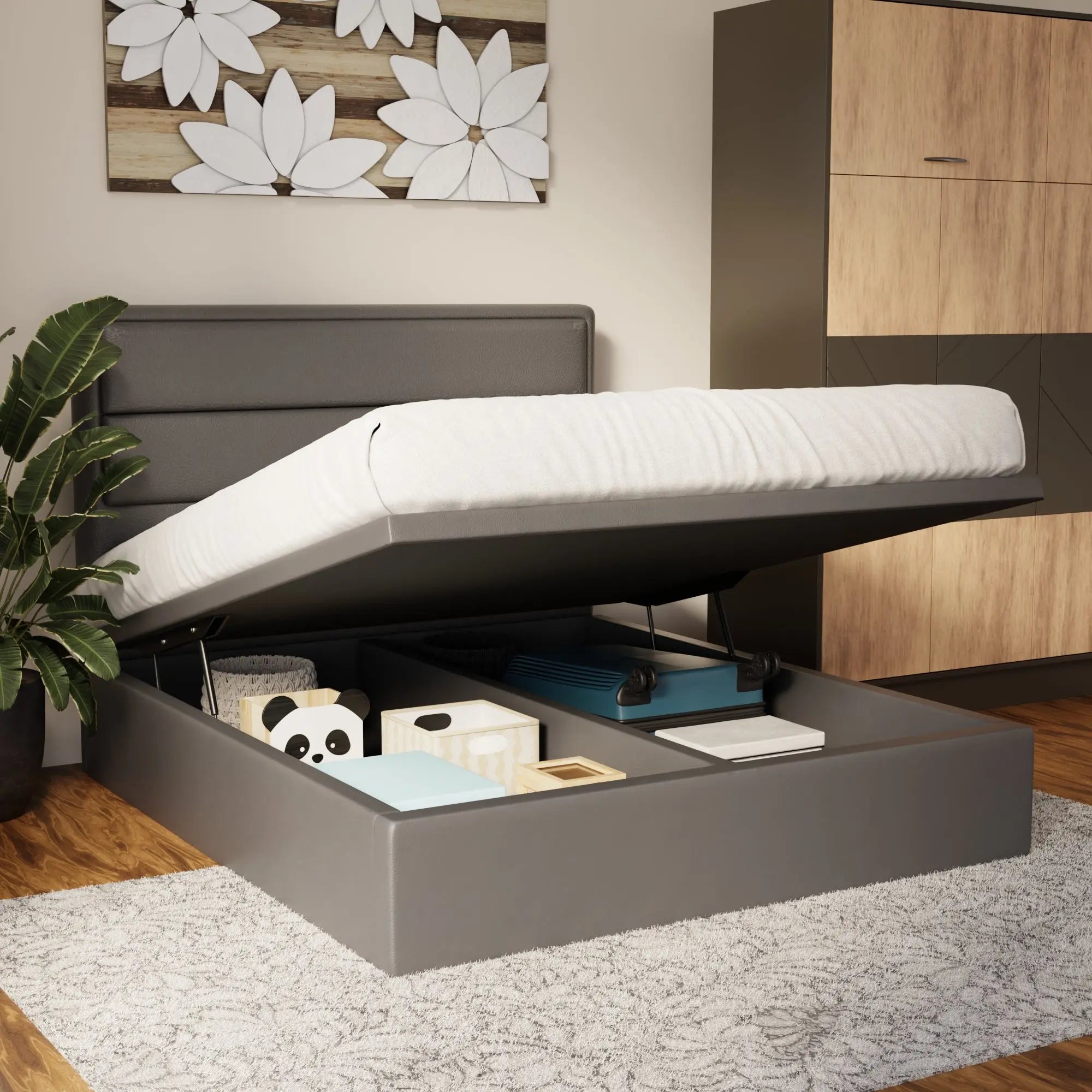 Zorvain Faux Leather Storage Bed Frame (Pet Friendly)