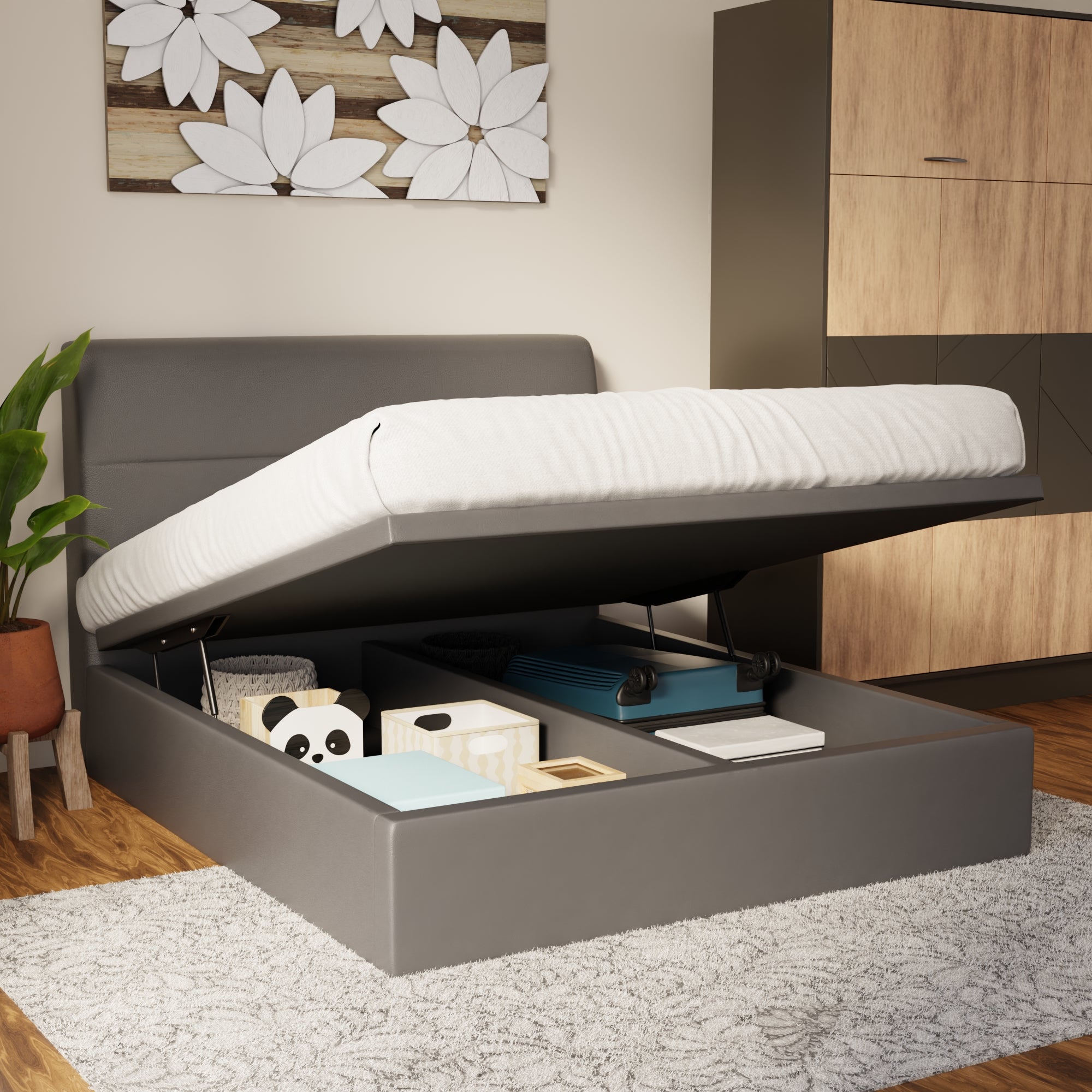 Lysara Faux Leather Storage Bed Frame (Pet Friendly) by Somnuz