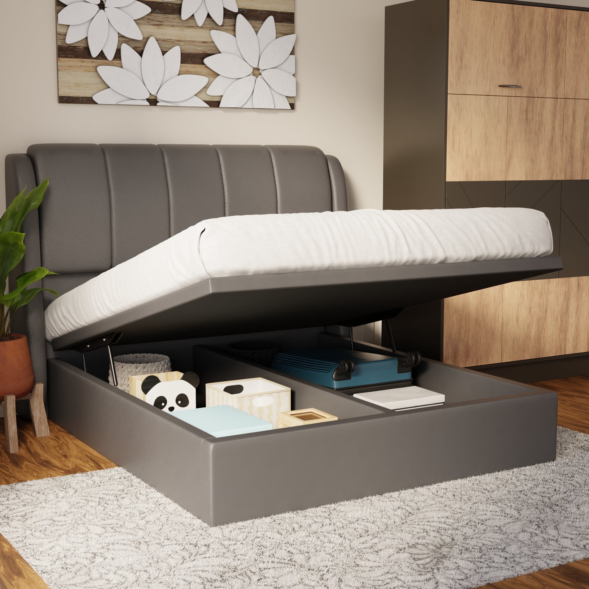 Brinley Faux Leather Storage Bed Frame (Pet Friendly) by Somnuz