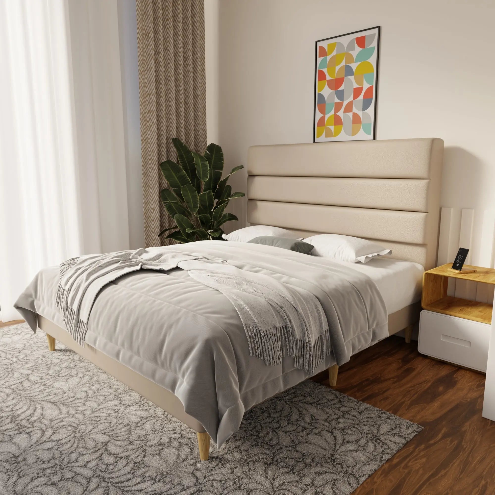 Corlune Faux Leather Bed Frame (Pet Friendly) by Somnuz KH