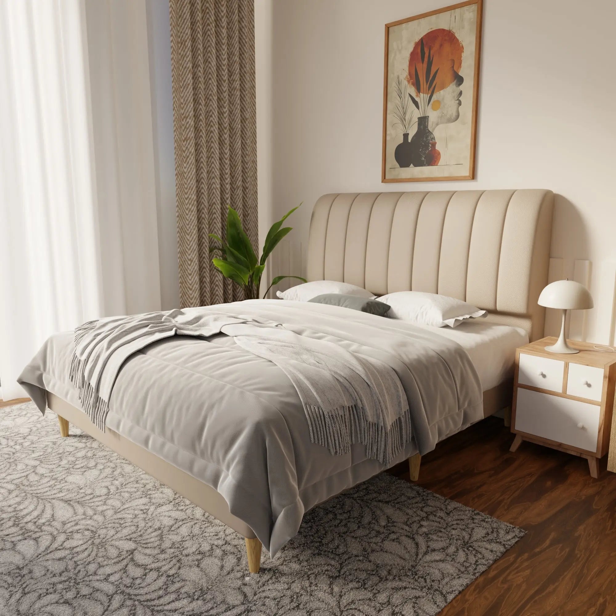 Kuro Faux Leather Bed Frame (Pet Friendly) by Somnuz KH