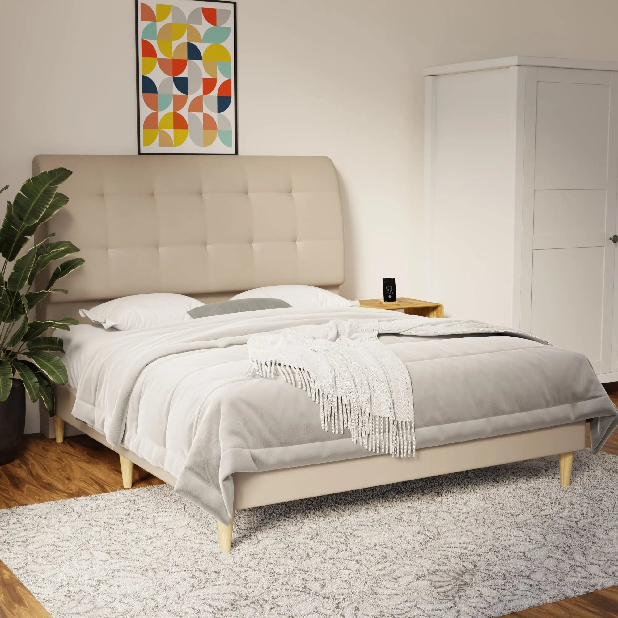 Haldor Faux Leather Bed Frame (Pet Friendly) by Somnuz KH