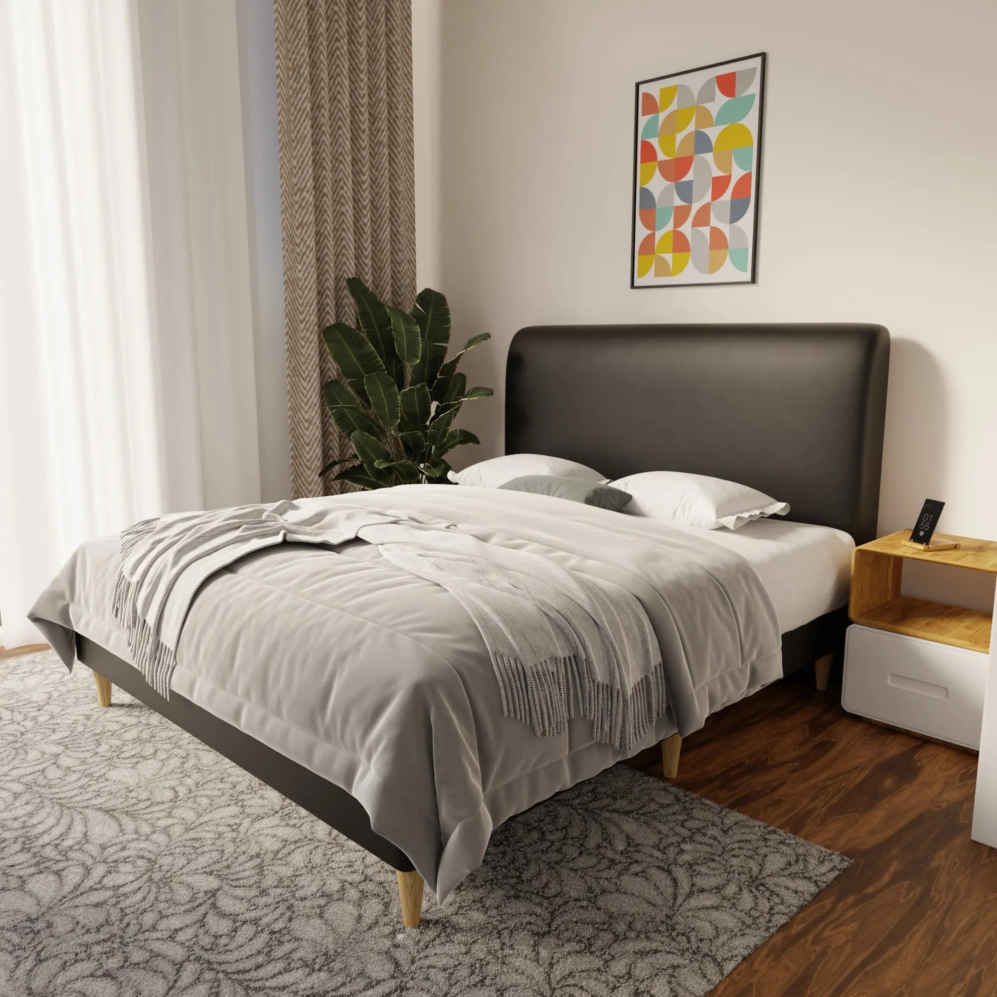 Vintaro Faux Leather Bed Frame (Pet Friendly) by Somnuz KH