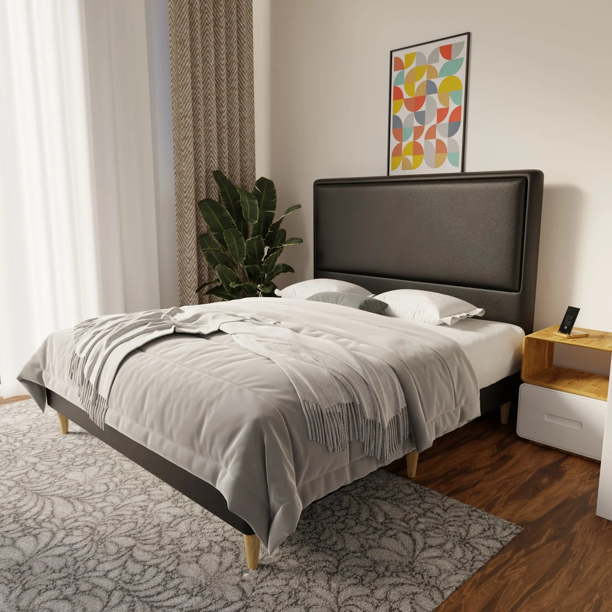 Shiro Faux Leather Bed Frame (Pet Friendly) by Somnuz KH