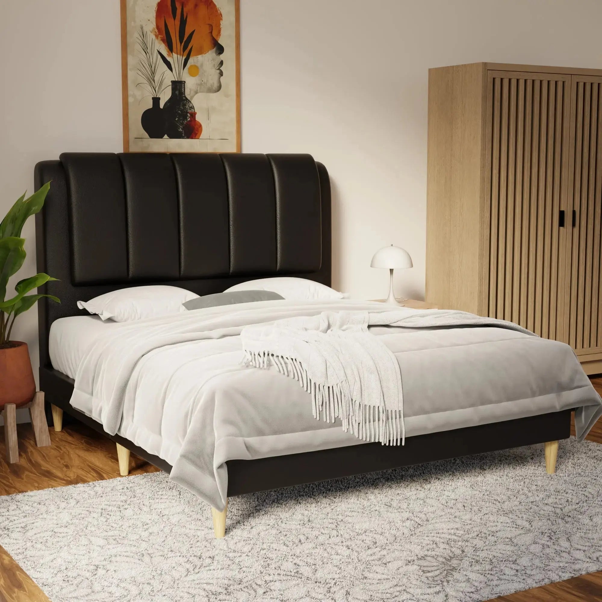 Asteron Faux Leather Bed Frame (Pet Friendly) by Somnuz KH