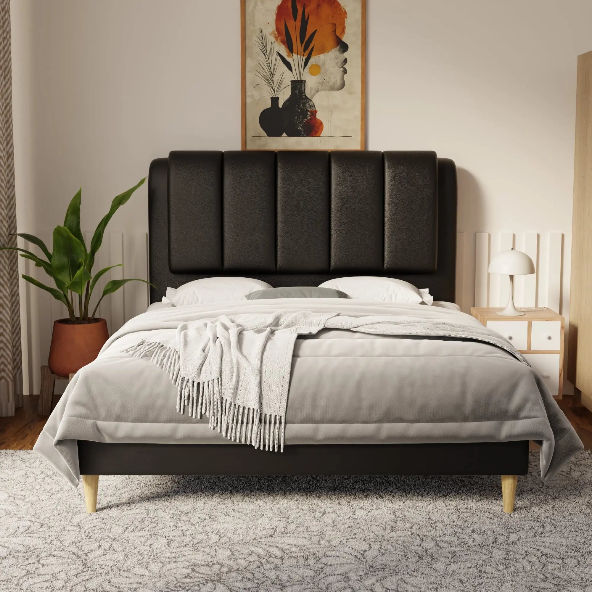 Asteron Faux Leather Bed Frame (Pet Friendly) by Somnuz KH