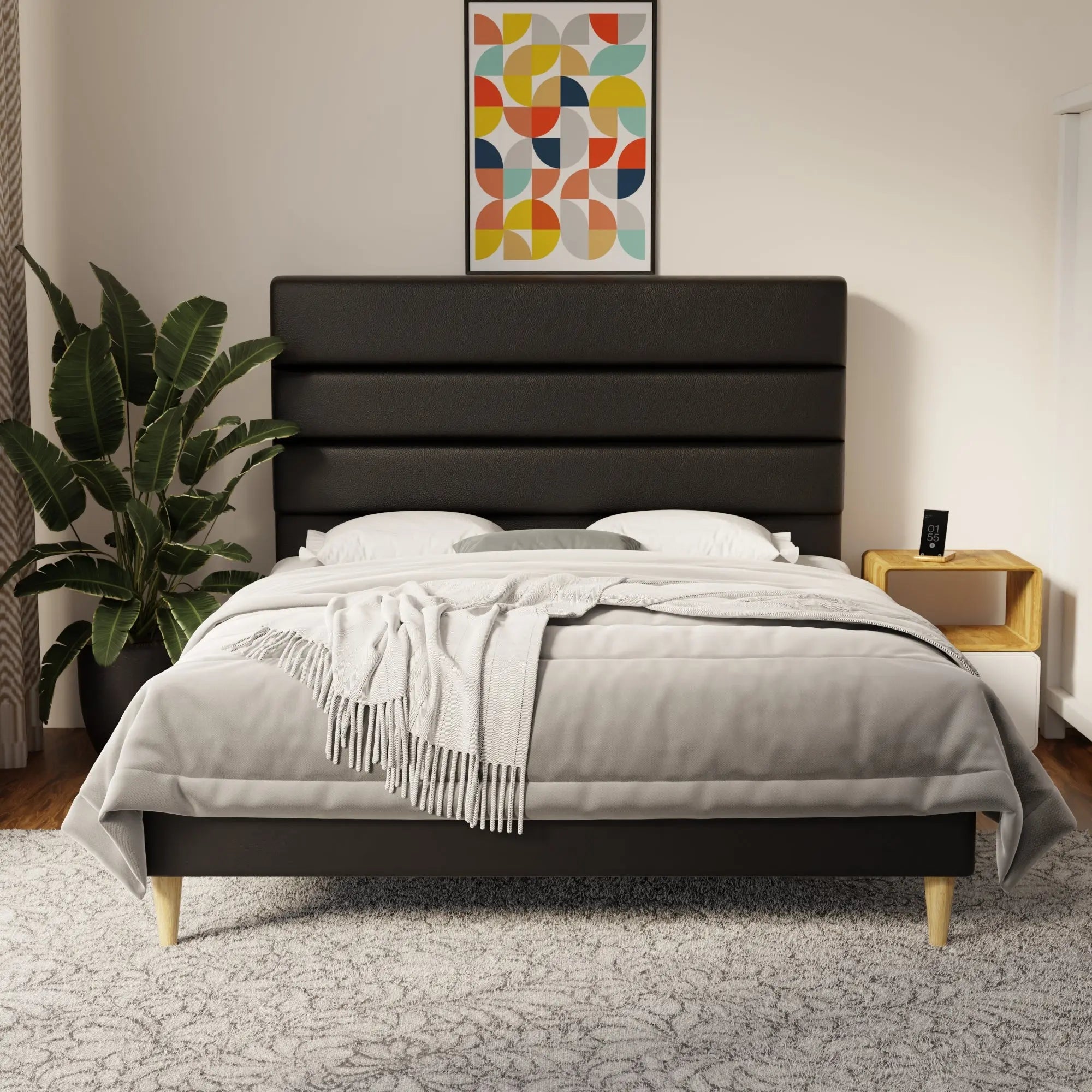 Corlune Faux Leather Bed Frame (Pet Friendly) by Somnuz KH