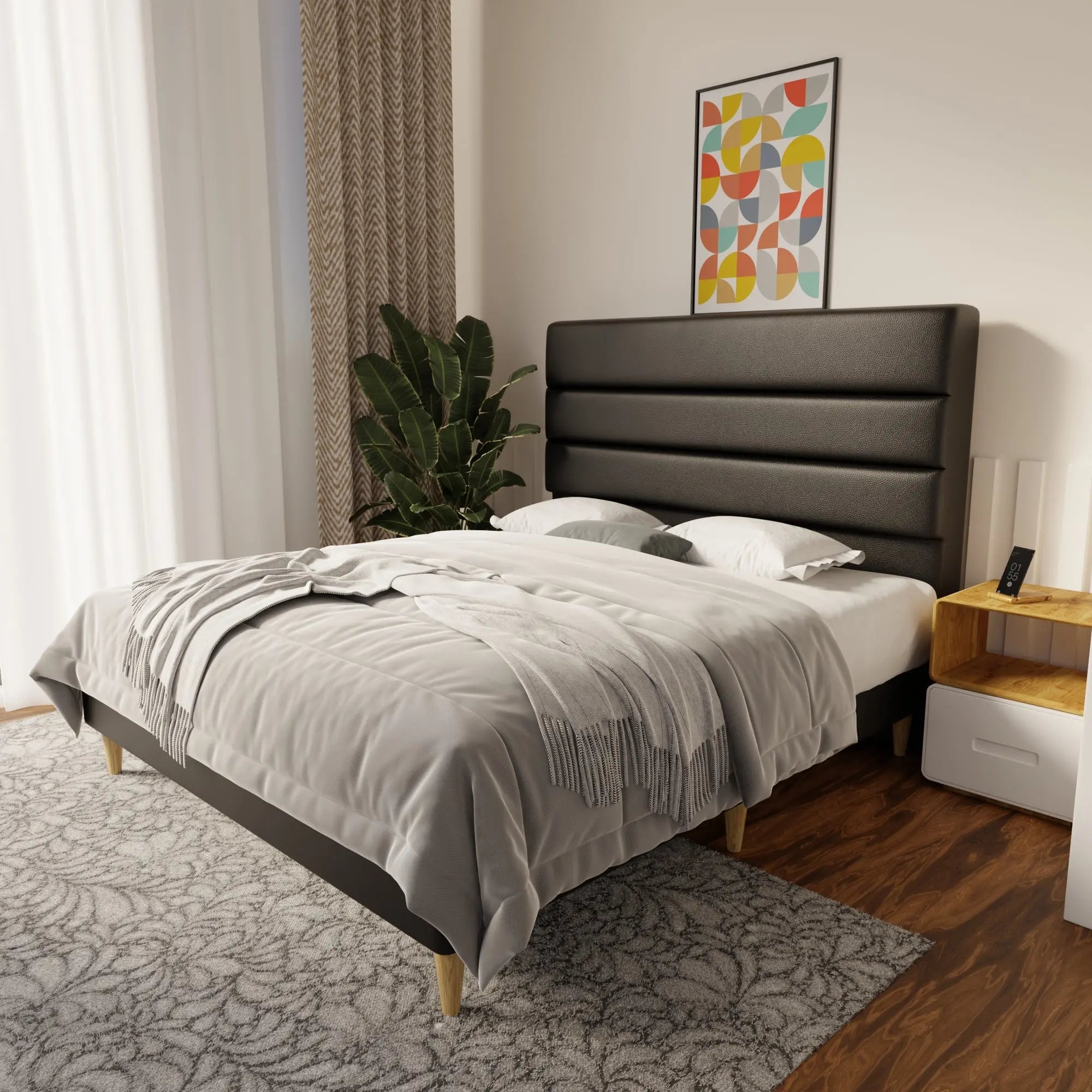 Corlune Faux Leather Bed Frame (Pet Friendly) by Somnuz KH
