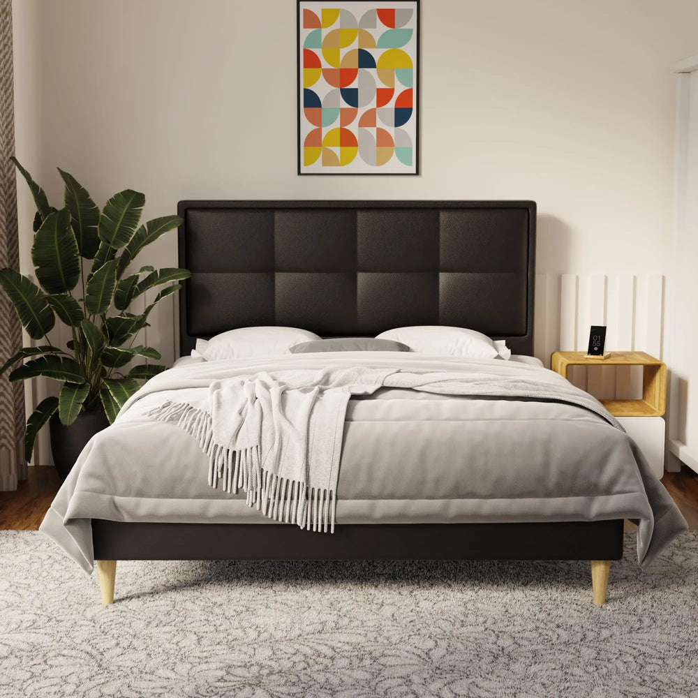 Solvane Faux Leather Bed Frame (Pet Friendly) by Somnuz KH