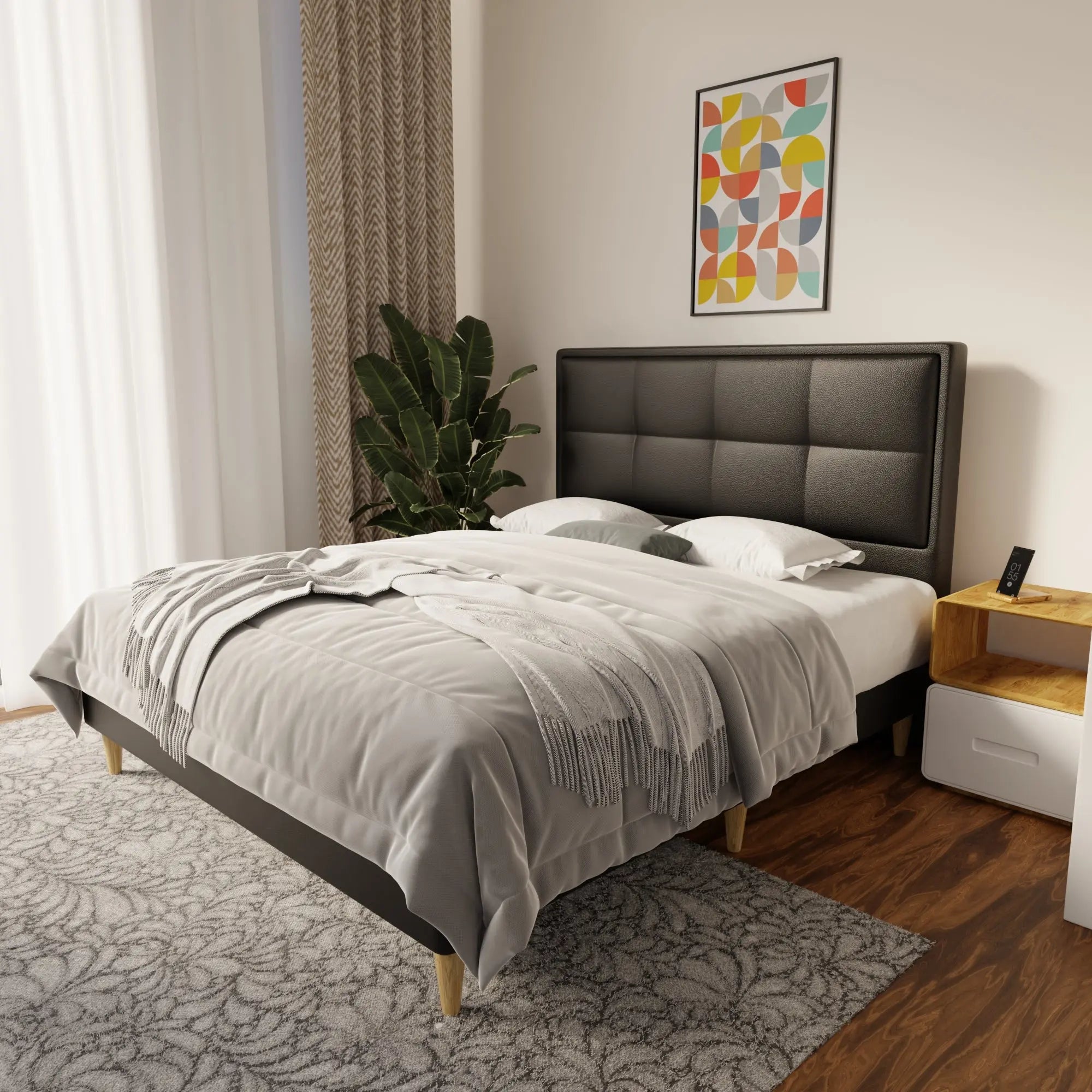 Solvane Faux Leather Bed Frame (Pet Friendly) by Somnuz KH