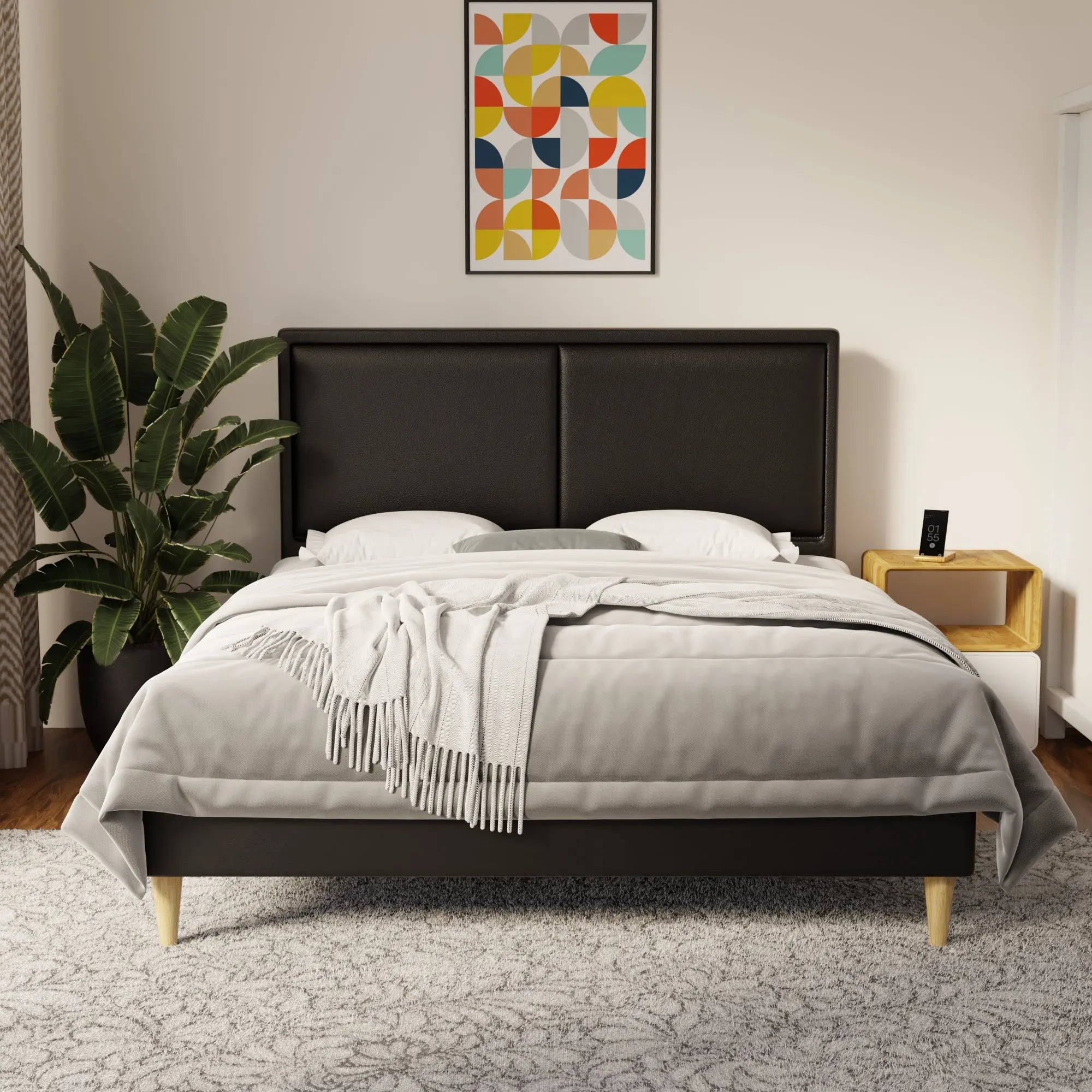 Bravelle Faux Leather Bed Frame (Pet Friendly) by Somnuz KH