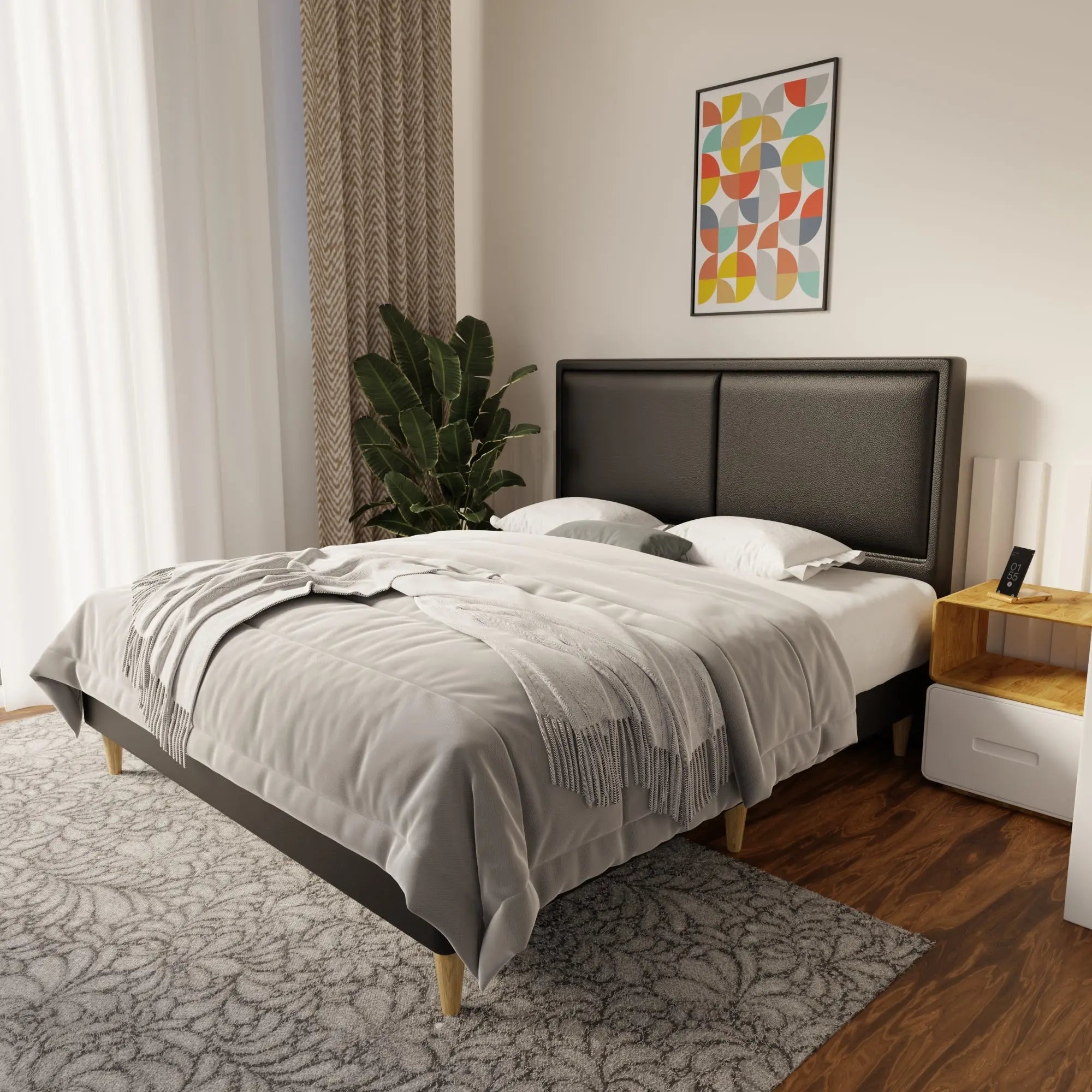 Bravelle Faux Leather Bed Frame (Pet Friendly) by Somnuz KH