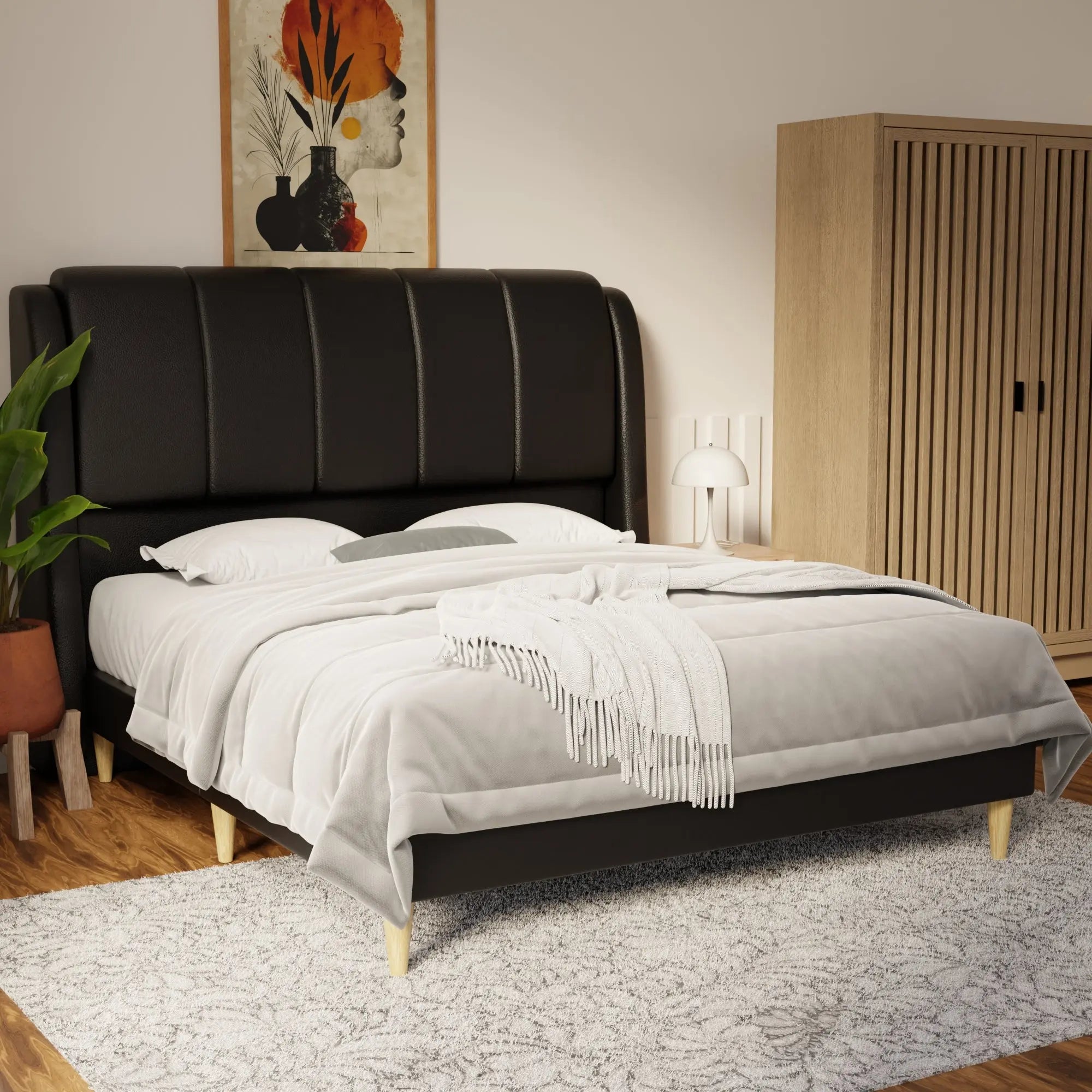 Brinley Faux Leather Bed Frame (Pet Friendly) by Somnuz KH