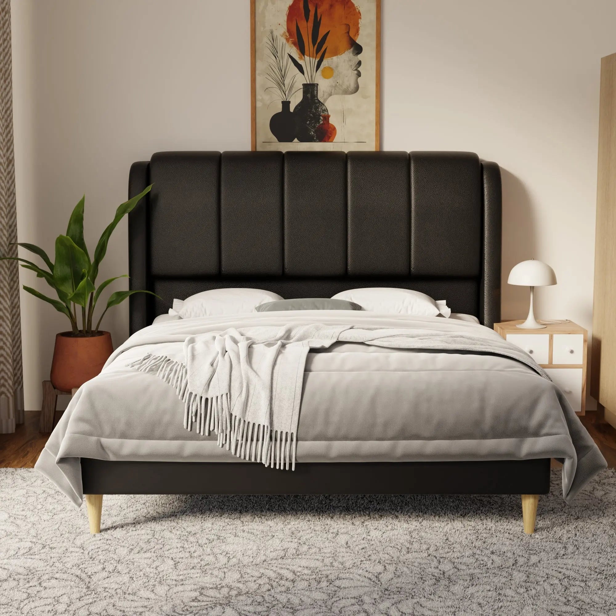 Brinley Faux Leather Bed Frame (Pet Friendly) by Somnuz KH