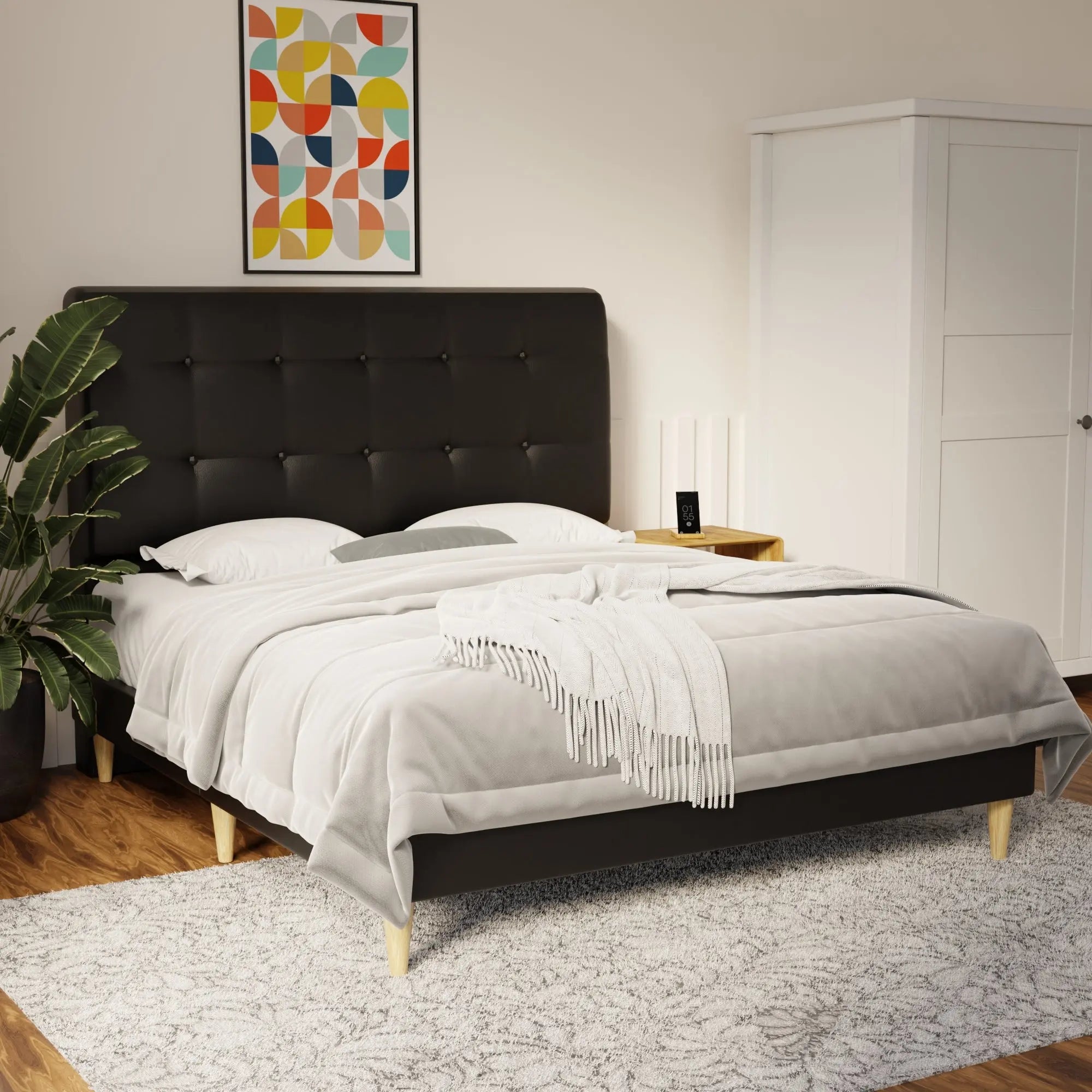 Endora Faux Leather Bed Frame (Pet Friendly) by Somnuz KH