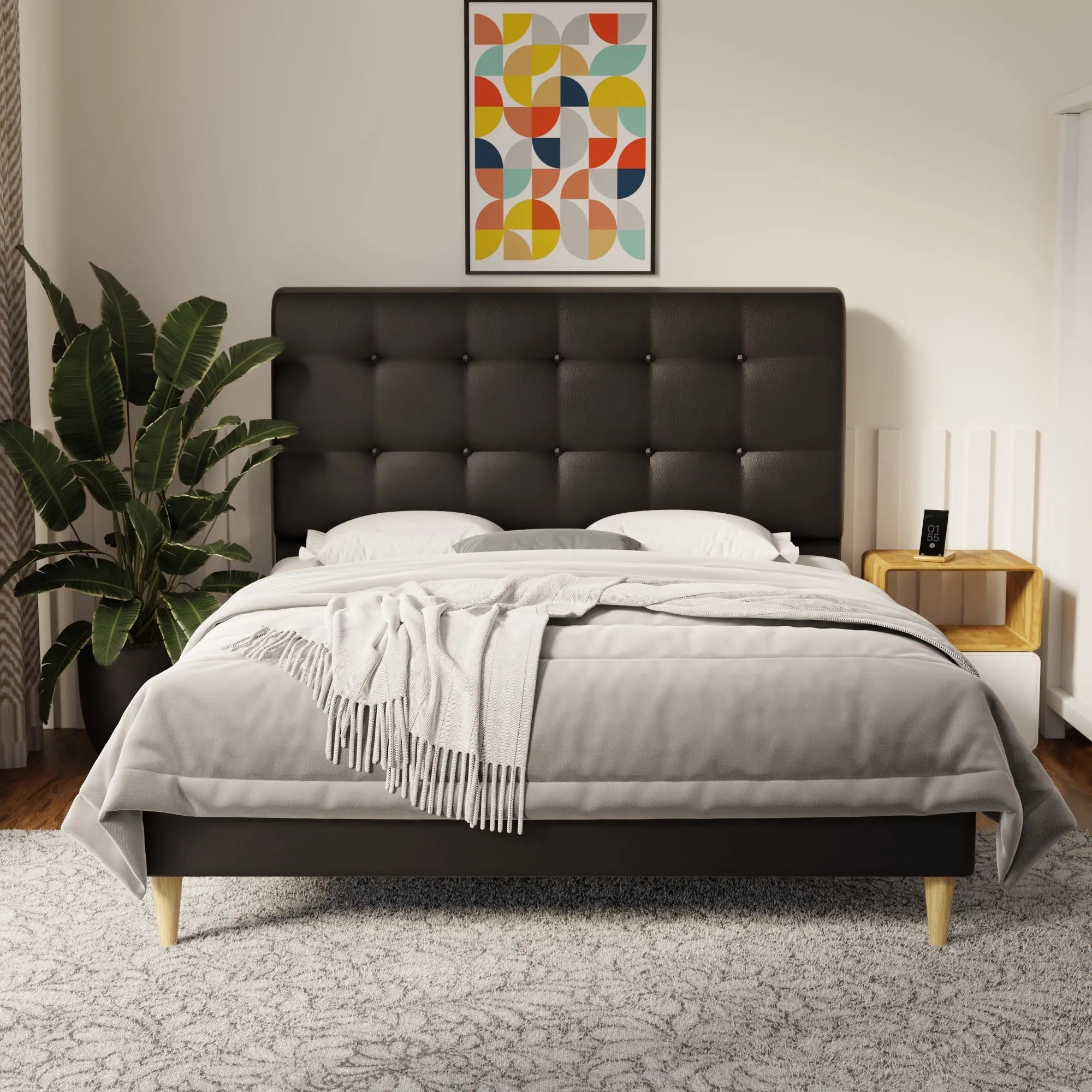 Endora Faux Leather Bed Frame (Pet Friendly) by Somnuz KH