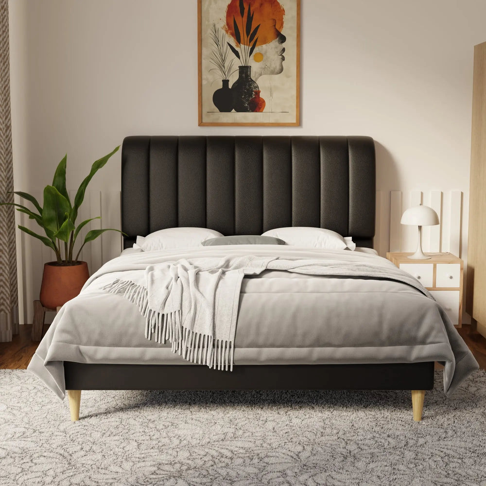 Kuro Faux Leather Bed Frame (Pet Friendly) by Somnuz KH