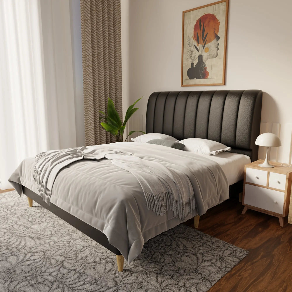 Kuro Faux Leather Bed Frame (Pet Friendly) by Somnuz KH