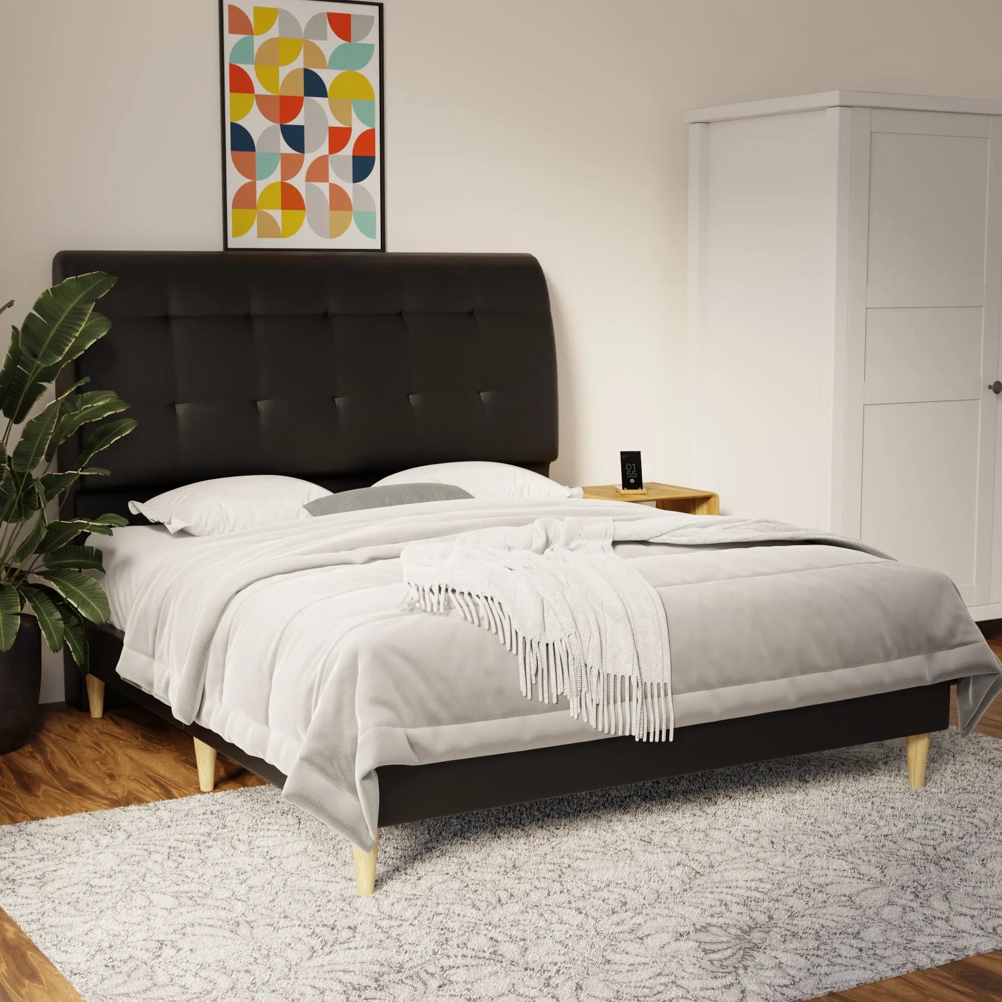 Haldor Faux Leather Bed Frame (Pet Friendly) by Somnuz KH