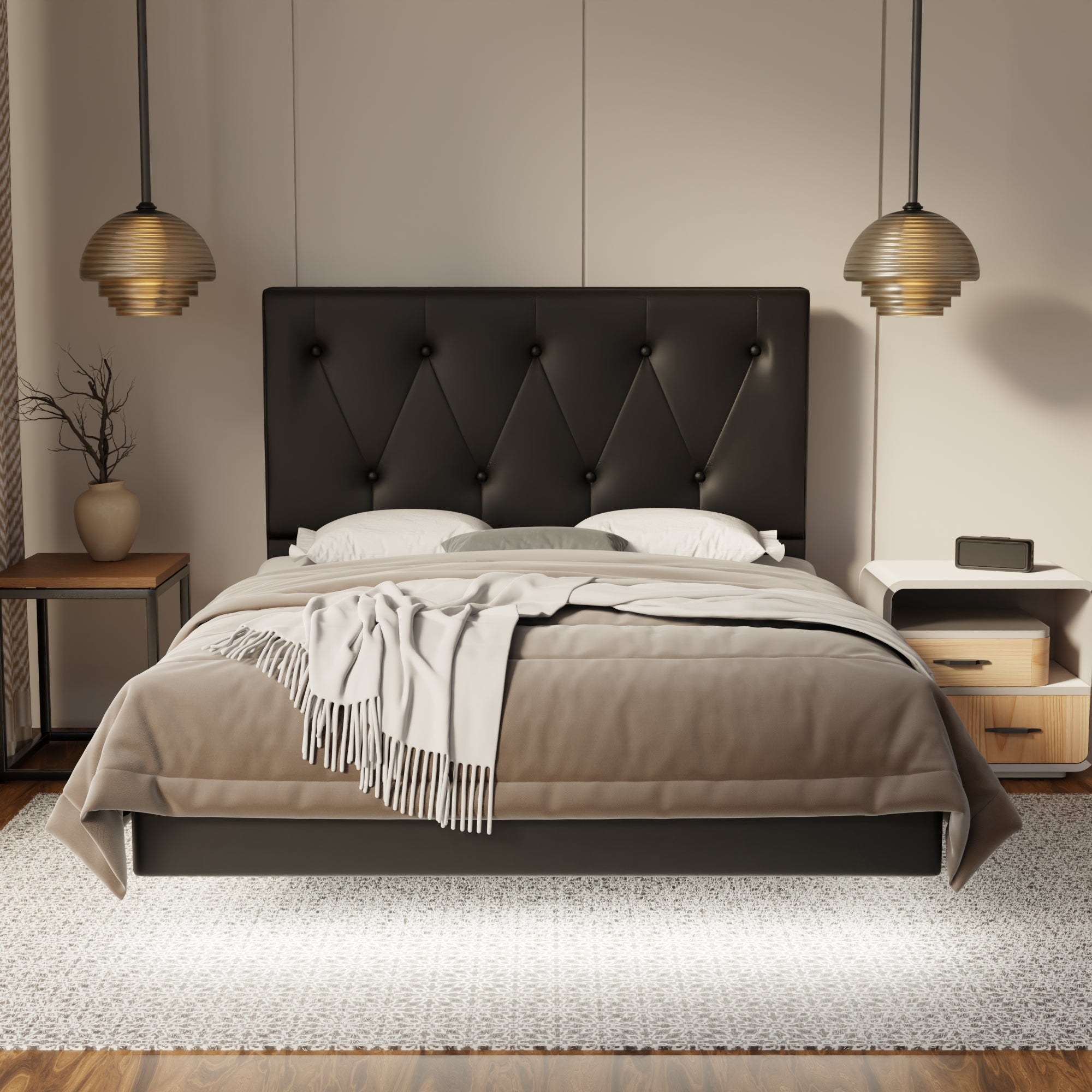 Valen Genuine Leather Floating Bed Frame (With LED) By Somnuz SSE