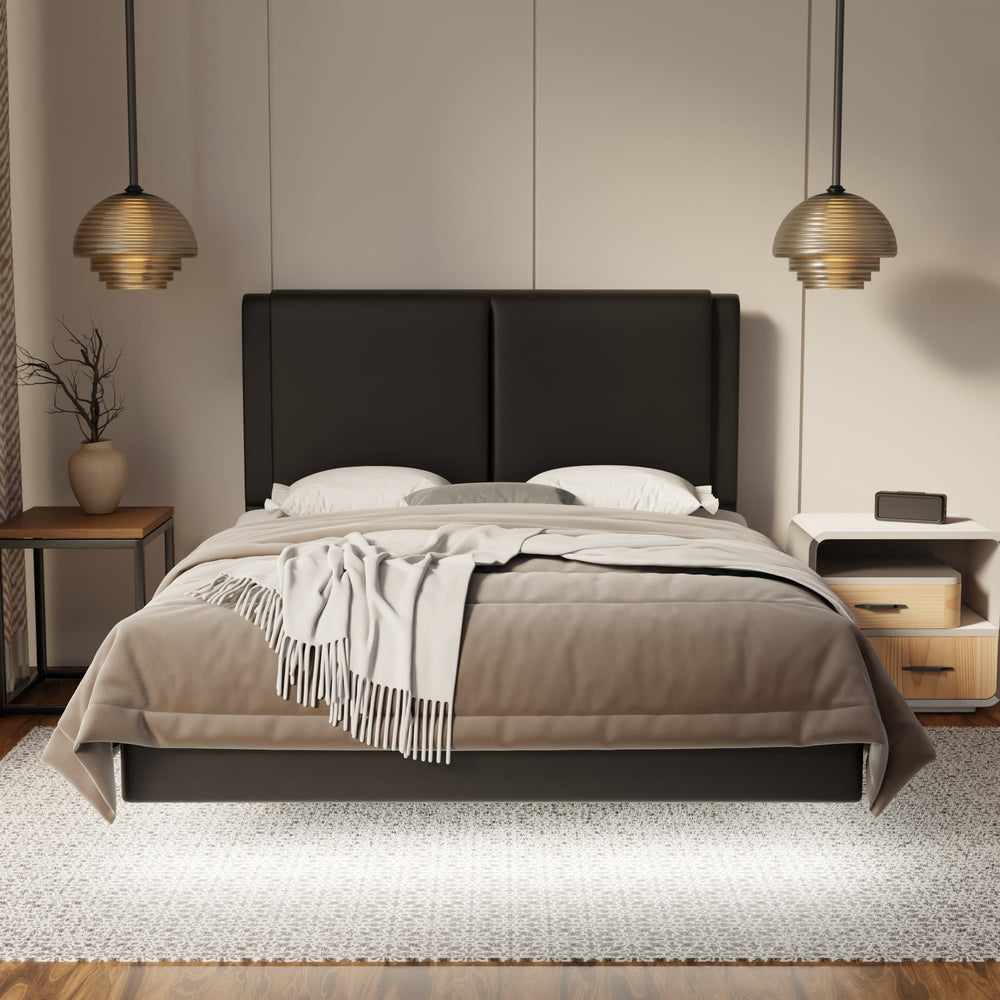 Vance Genuine Leather Floating Bed Frame (With LED) By Somnuz SSE