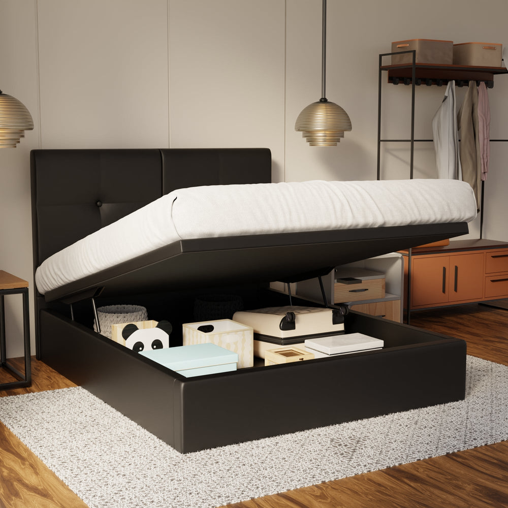 Rylan Genuine Leather Storage Bed (Gas Lift) By Somnuz SSE