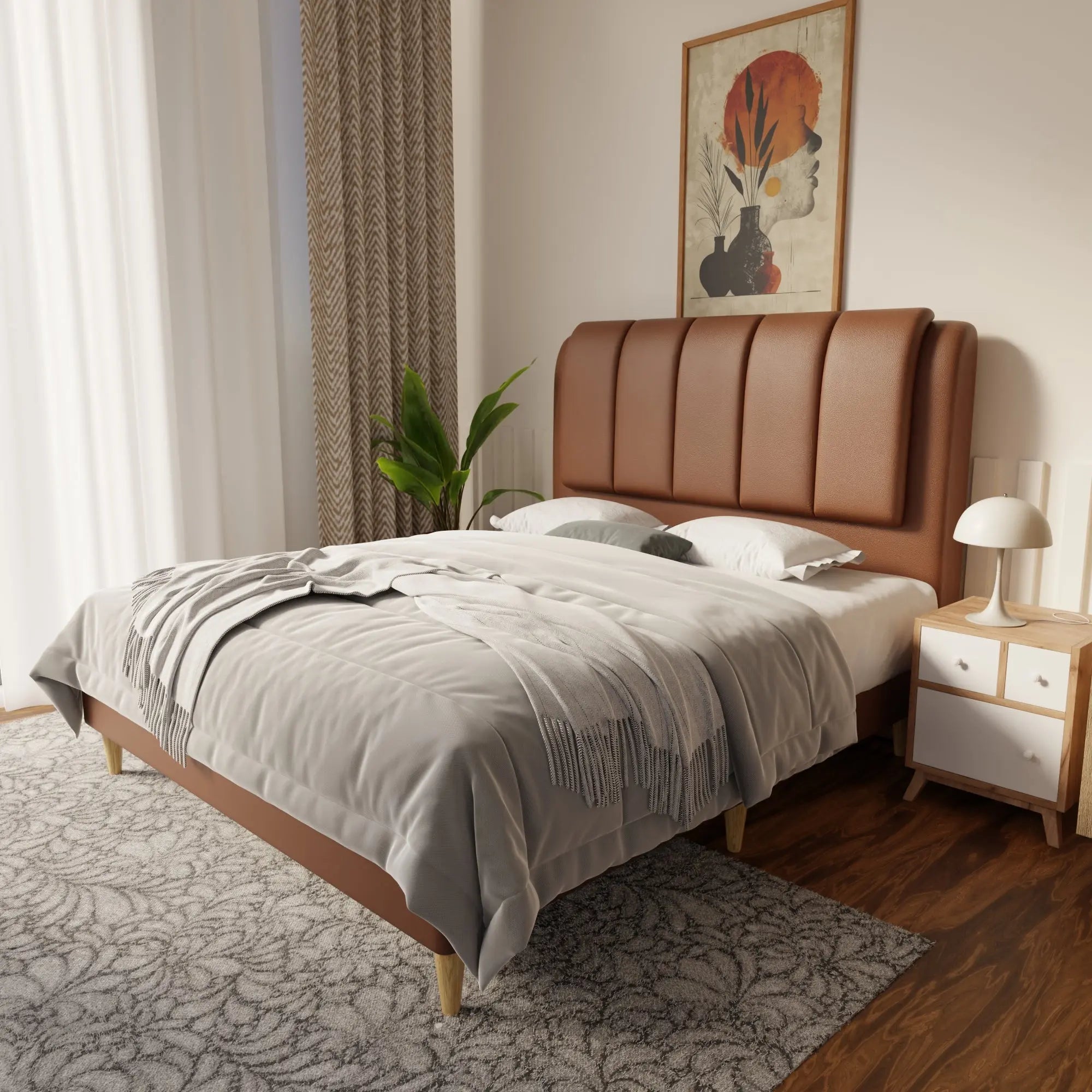 Asteron Faux Leather Bed Frame (Pet Friendly) by Somnuz KH