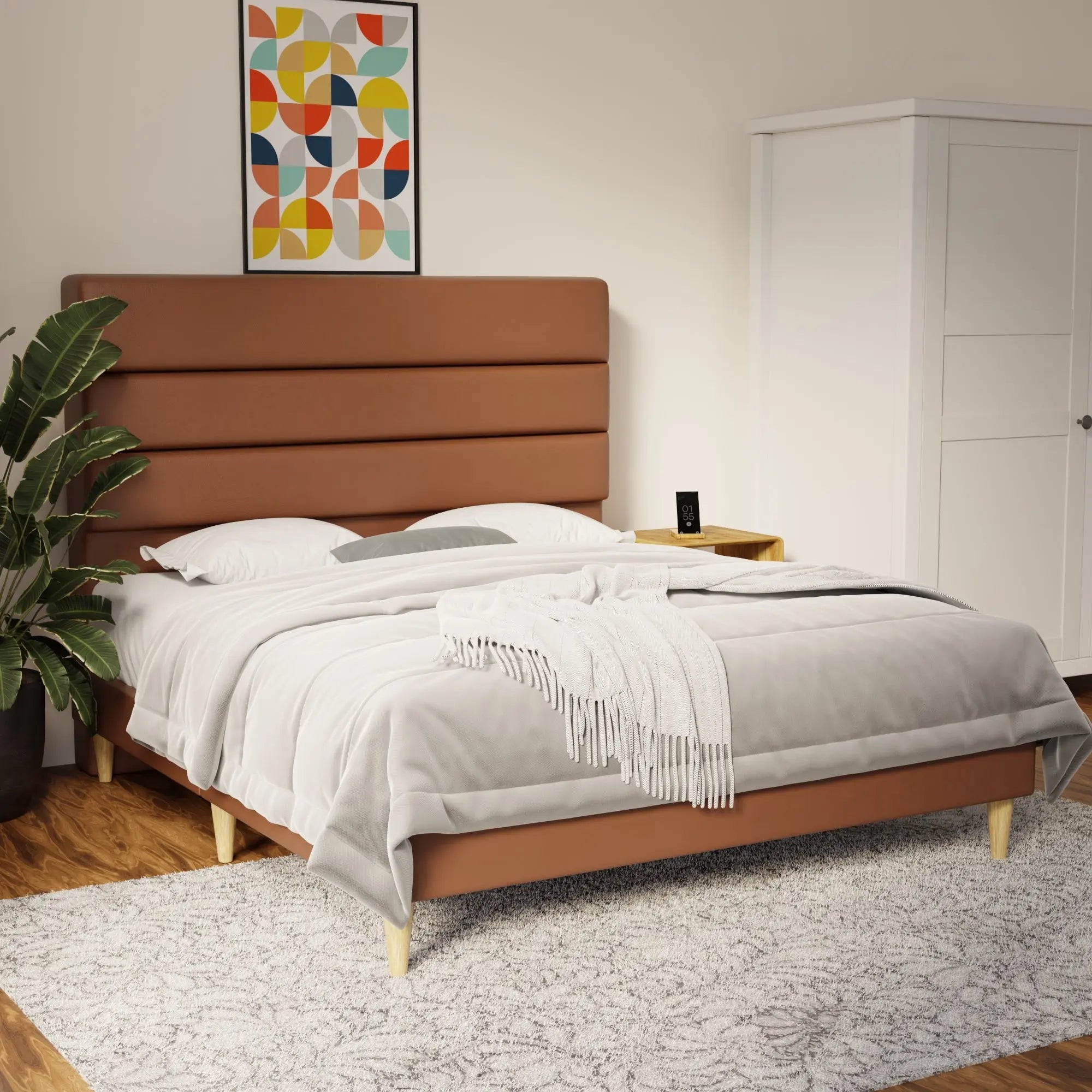 Corlune Faux Leather Bed Frame (Pet Friendly) by Somnuz KH